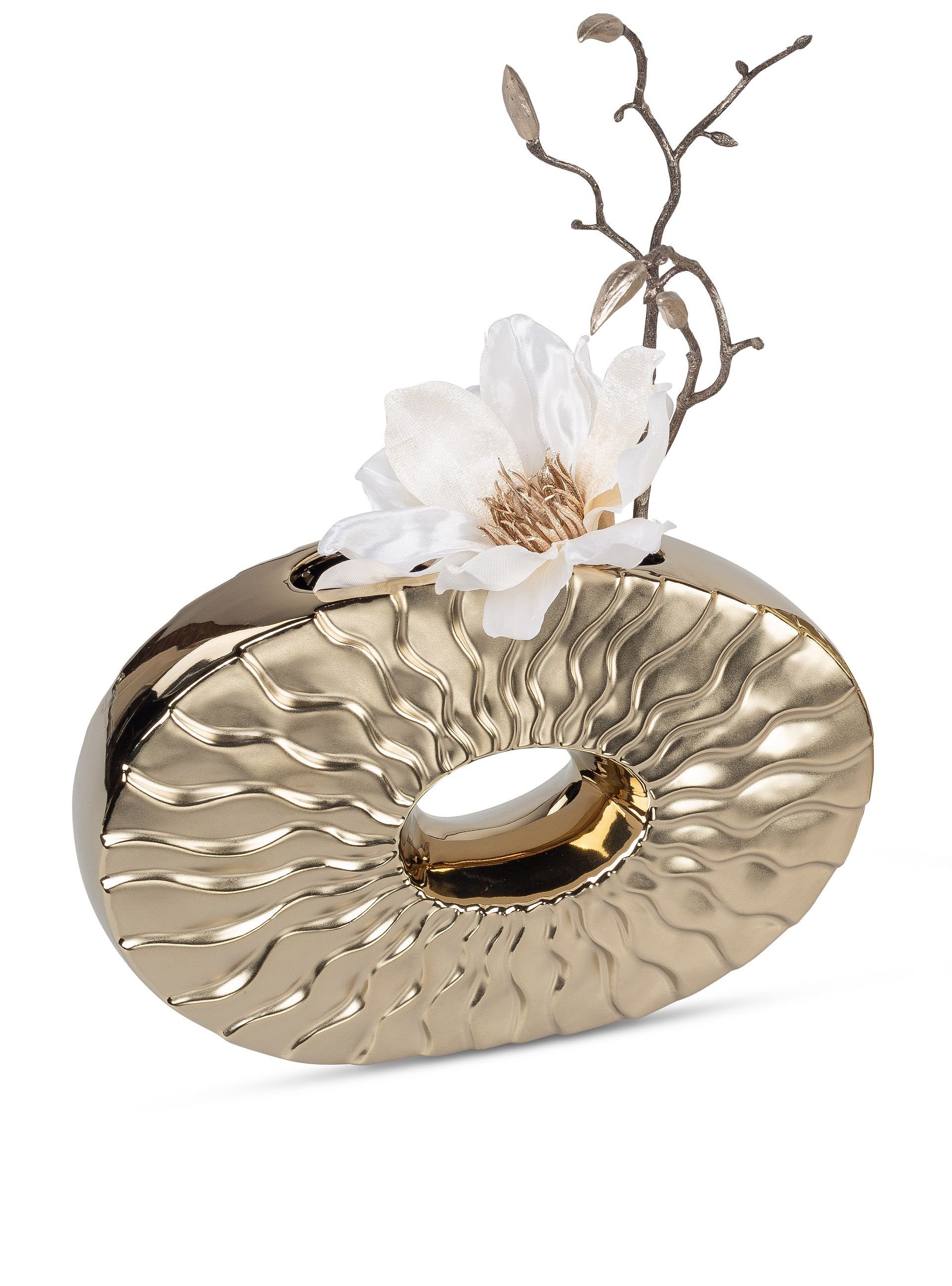 Small-Preis Dekovase »Formano Vase Tischvase oval / rund Gold matt /  glänzend in 2 Größen wählbar«, aus Keramik online kaufen | OTTO