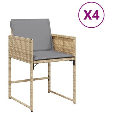 vidaXL Gartenstuhl Gartenstühle mit Kissen 4 Stk. Beigemischung Poly Rattan (4 St)