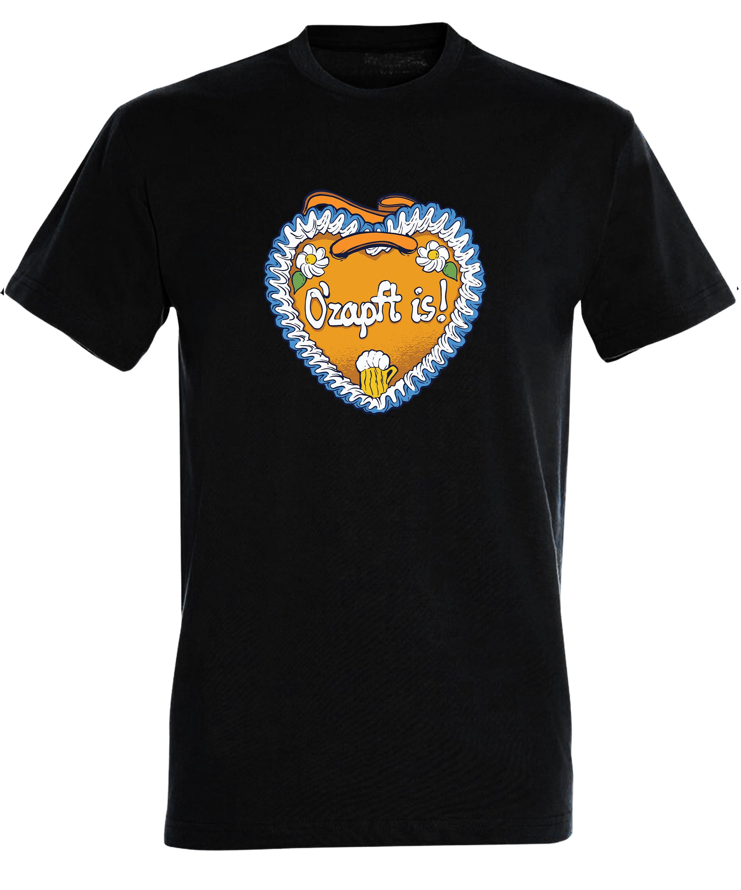 MyDesign24 T-Shirt Herren Fit, Print Trinkshirt O'Zapft mit Regular Fun is - Aufdruck Shirt i313 schwarz Baumwollshirt