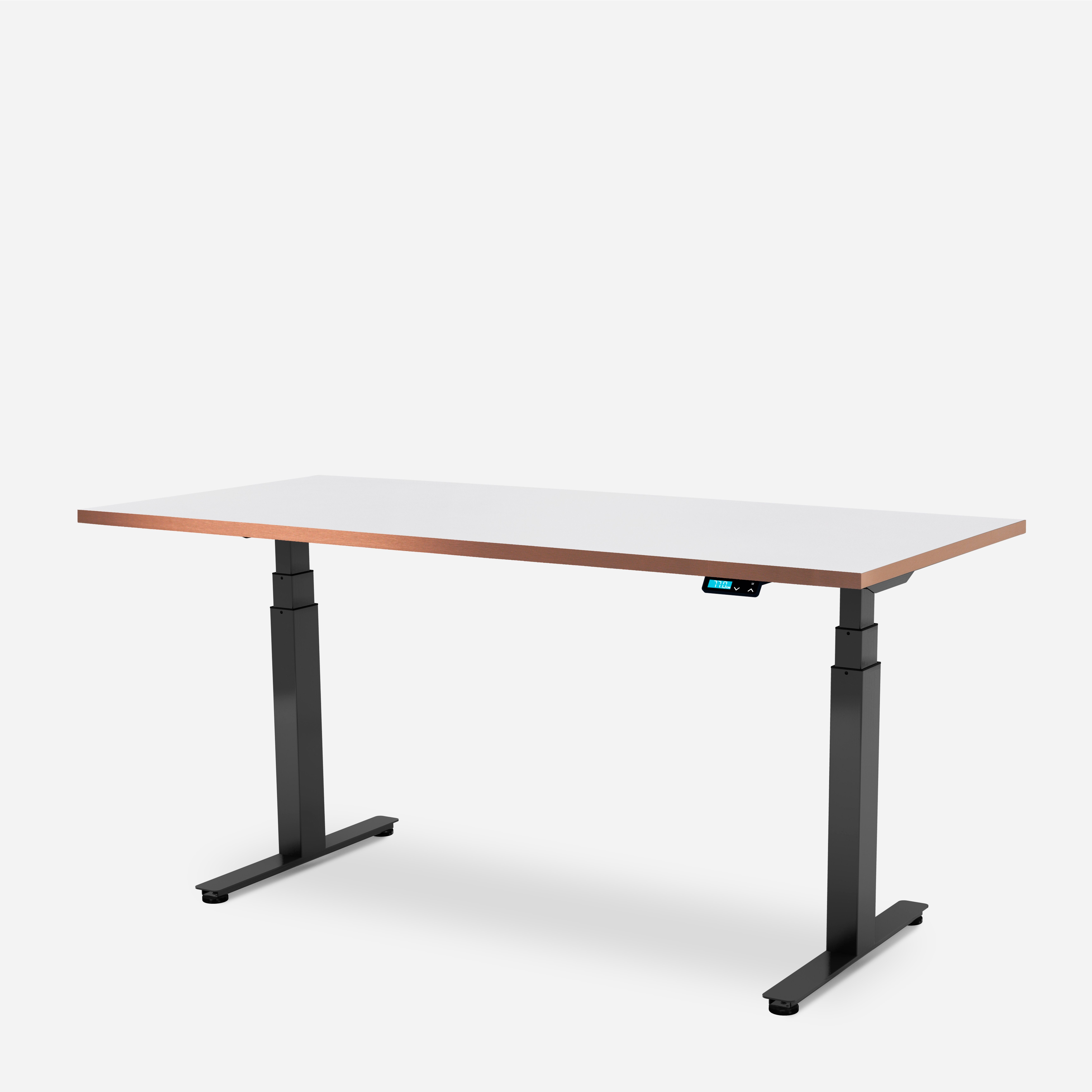 Schreibtisch mit BOSCH (Premium) WORK höhenverstellbar weiß/ elektrisch schwarz | Motor Kupfer WRK21