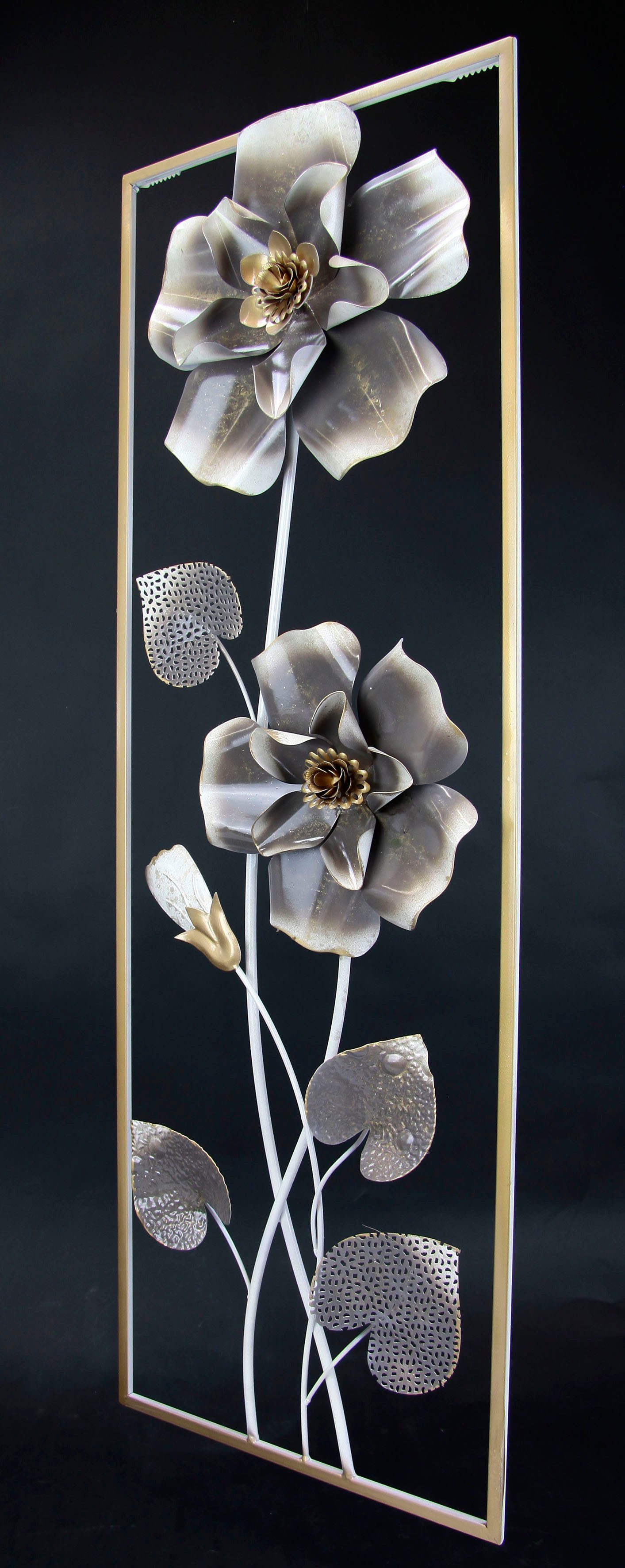 I.GE.A. Wandbild Metallbild Blumen, Wanddeko, Metall, Wandskulptur