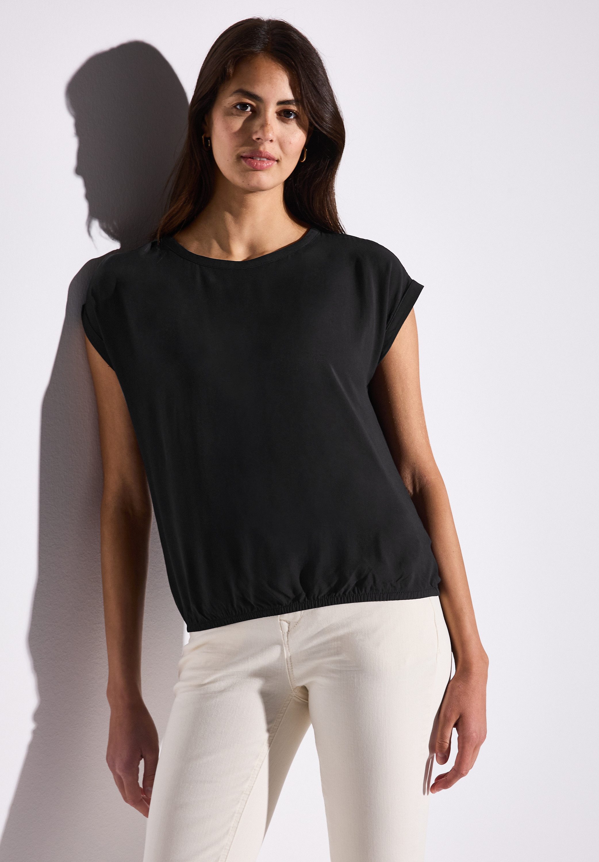 STREET ONE Kurzarmbluse mit elastischen Saum günstig online kaufen