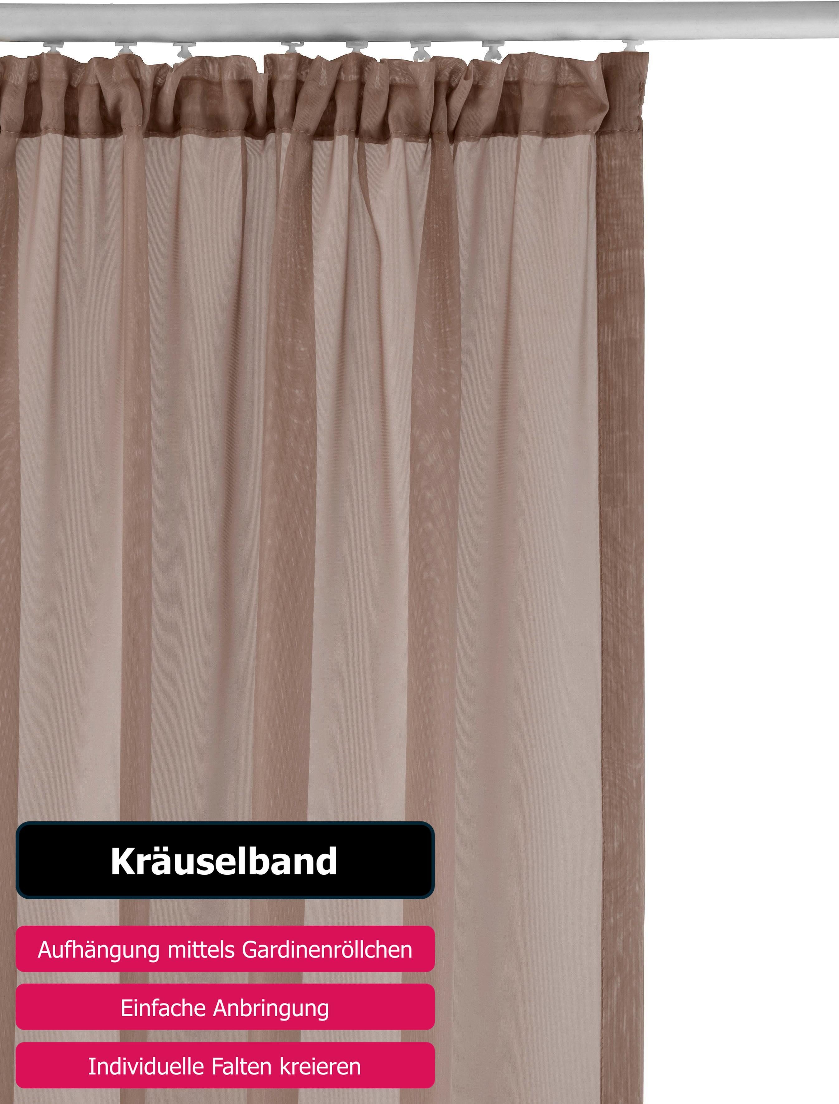OTTO home Gardine XANA 1er- und 2er-Pack, Kräuselband, Topseller! (1 St), Kräuselband, transparent, Voile, Bestseller, einfarbig, 1 bzw. 2 Schals, pflegeleicht, – Bild 4 von 5