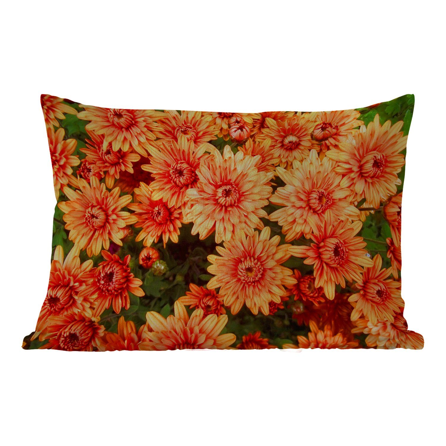 MuchoWow Dekokissen Blumen - Orange - Chrysantheme, Outdoor-Dekorationskissen, Polyester, Dekokissenbezug, Kissenhülle