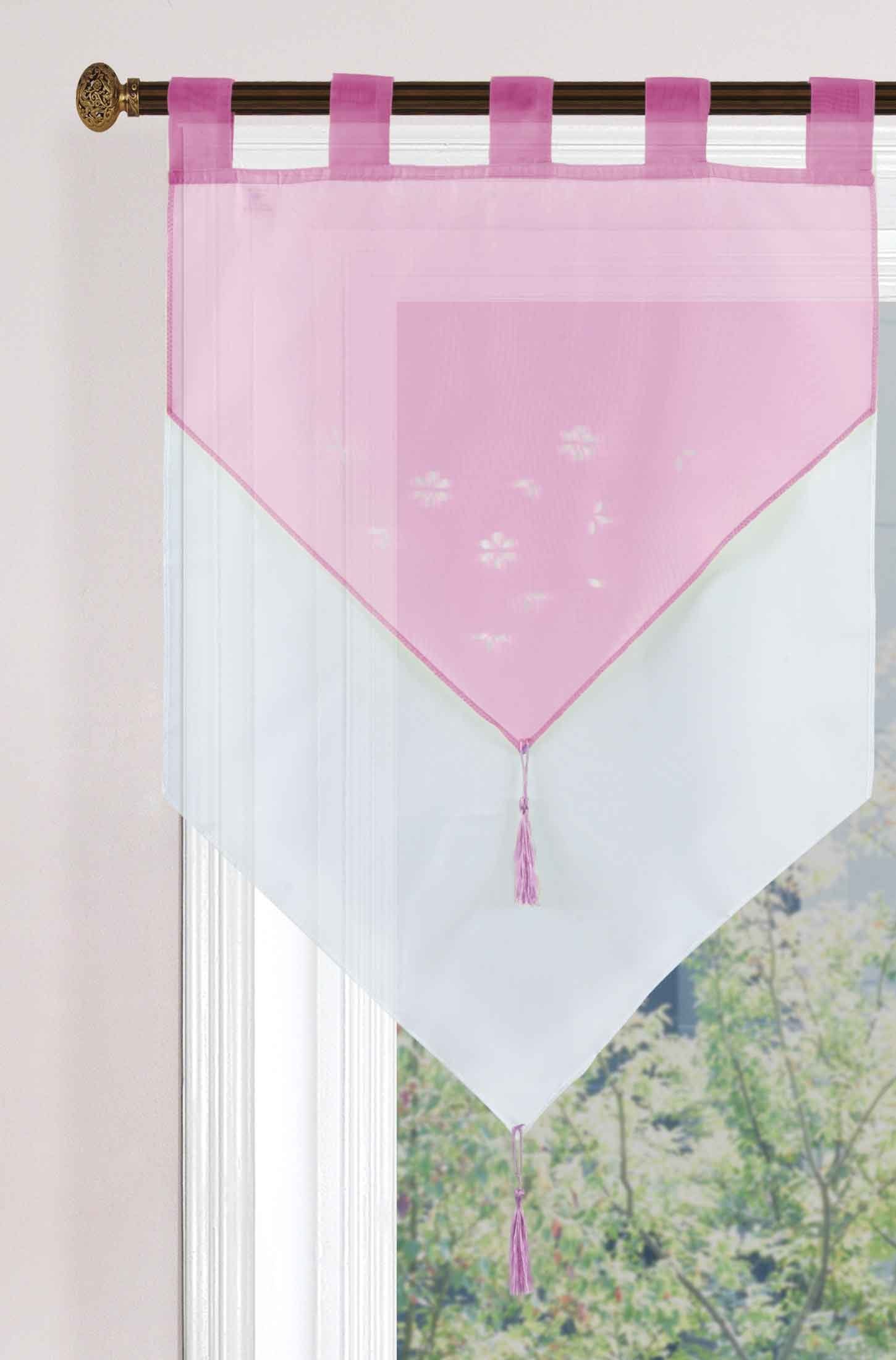 Scheibengardine, Gardinenbox, Schlaufen (1 St), transparent, Voile, Zweilagig Scheibenhänger Panneaux Bistrogardine Rosa