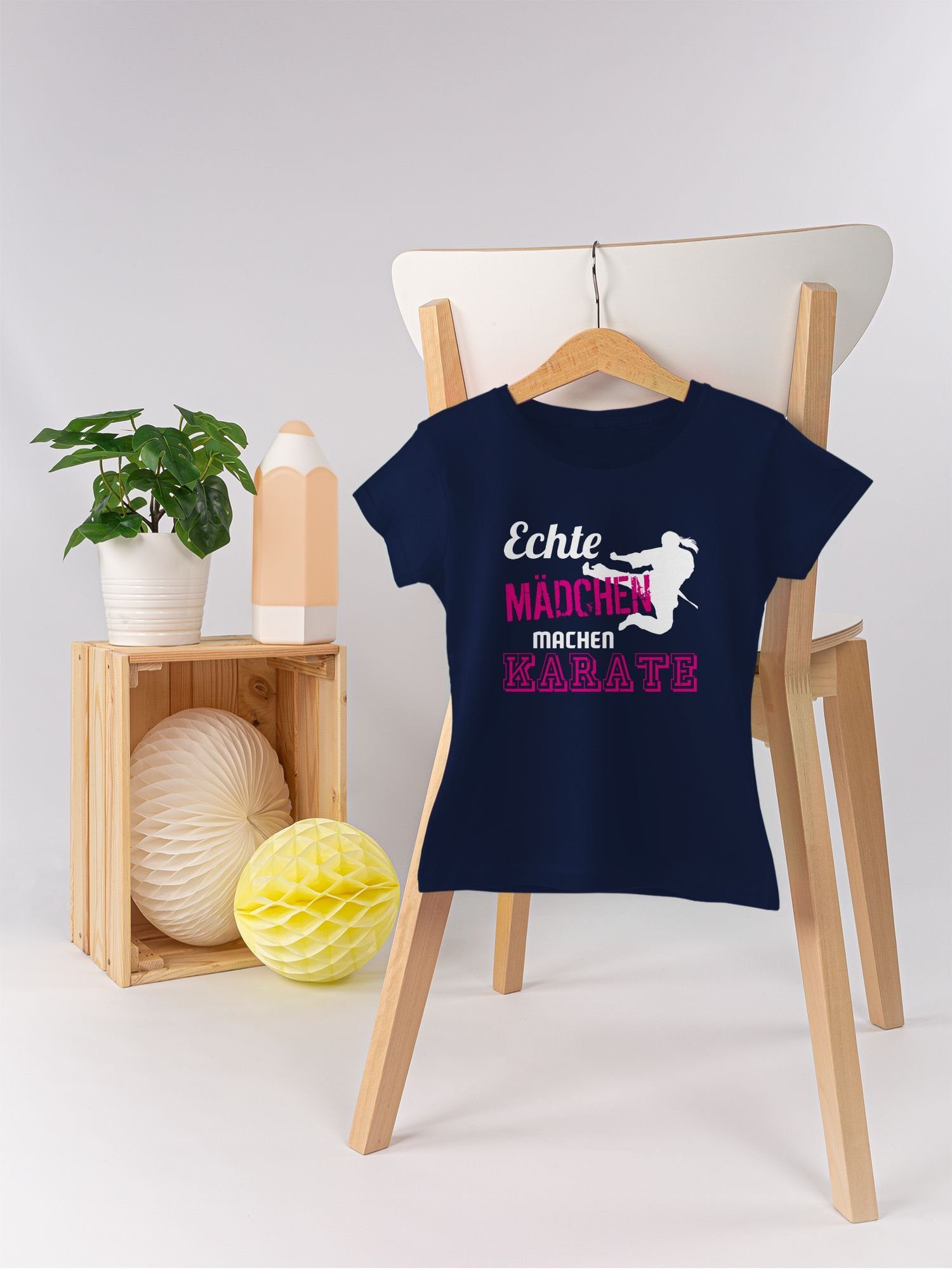 Kleidung T-Shirt Sport Mädchen machen Karate Shirtracer 2 Echte Dunkelblau Kinder