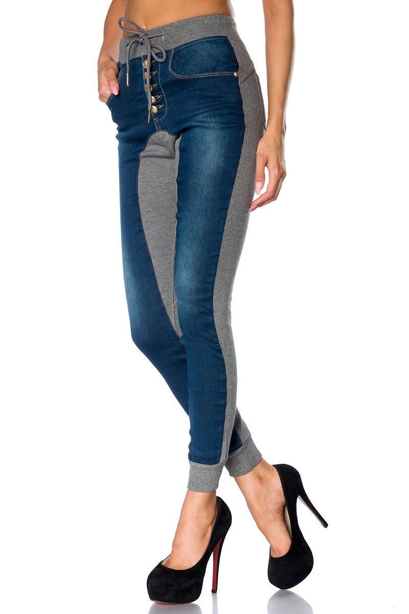 Jogginghose Jogginghose Selina Jeans-Einsatz Hose Sporthose Stretchhose