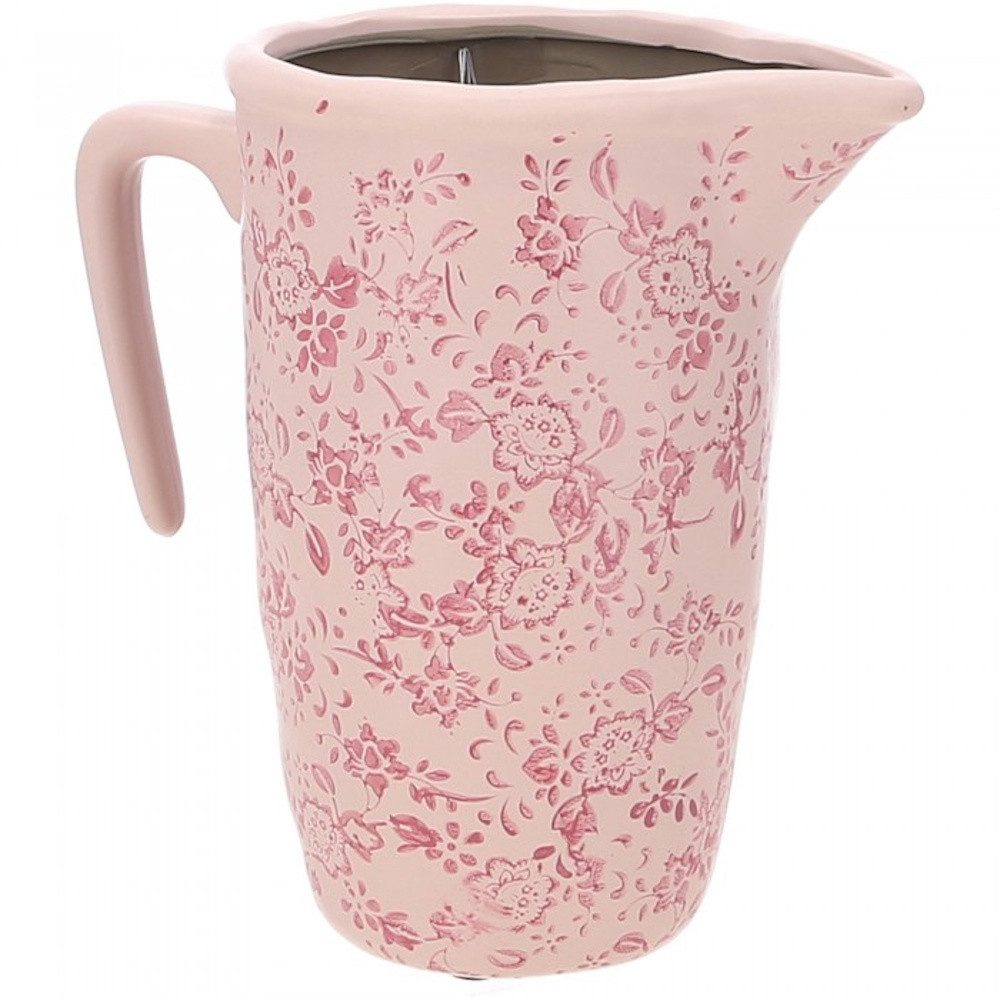 Vosteen Dekovase H19 cm rosa (1 St), Keramik Vase romantisch vintage Blumenmuster