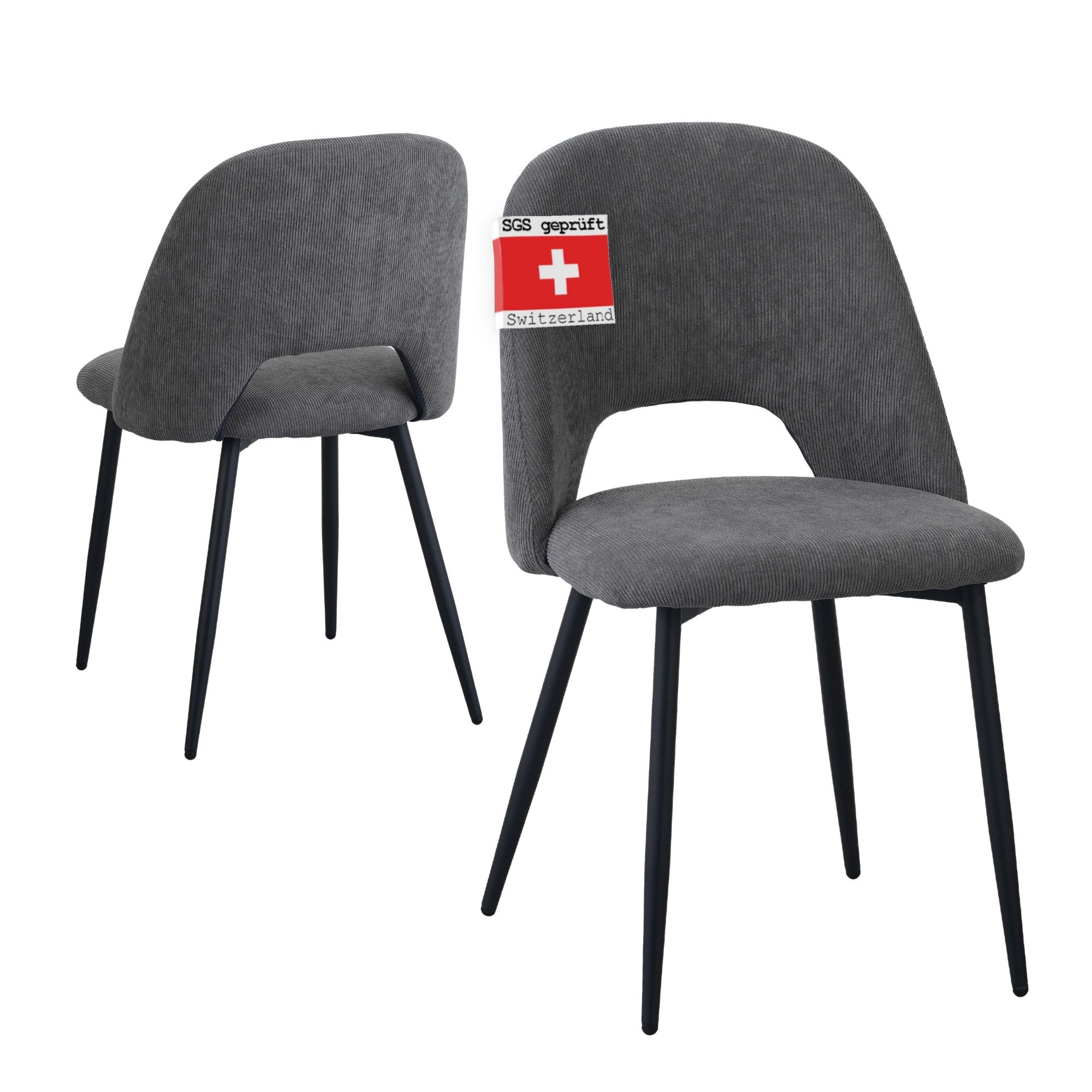 Albatros International Esszimmerstuhl Esszimmerstuhl SILVI Cord 2er Set Gra günstig online kaufen