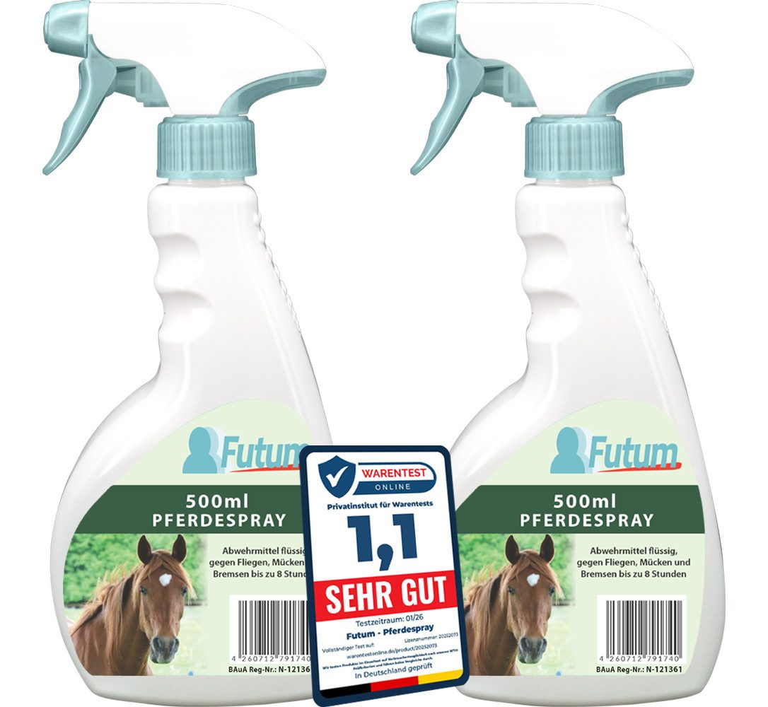 FUTUM Insektenspray Pferde Spray Fliegen Spray Insekten Bekämpfung, 2-St., Hält Insekten bis zu 8 Std fern, Made in Germany