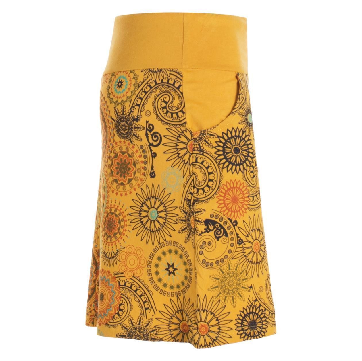 Vishes Minirock Kurzer Damen Baumwoll-Rock Taschen-Rock Mini-Röcke Mandala-Streifen Boho, Hippie, Retro Style