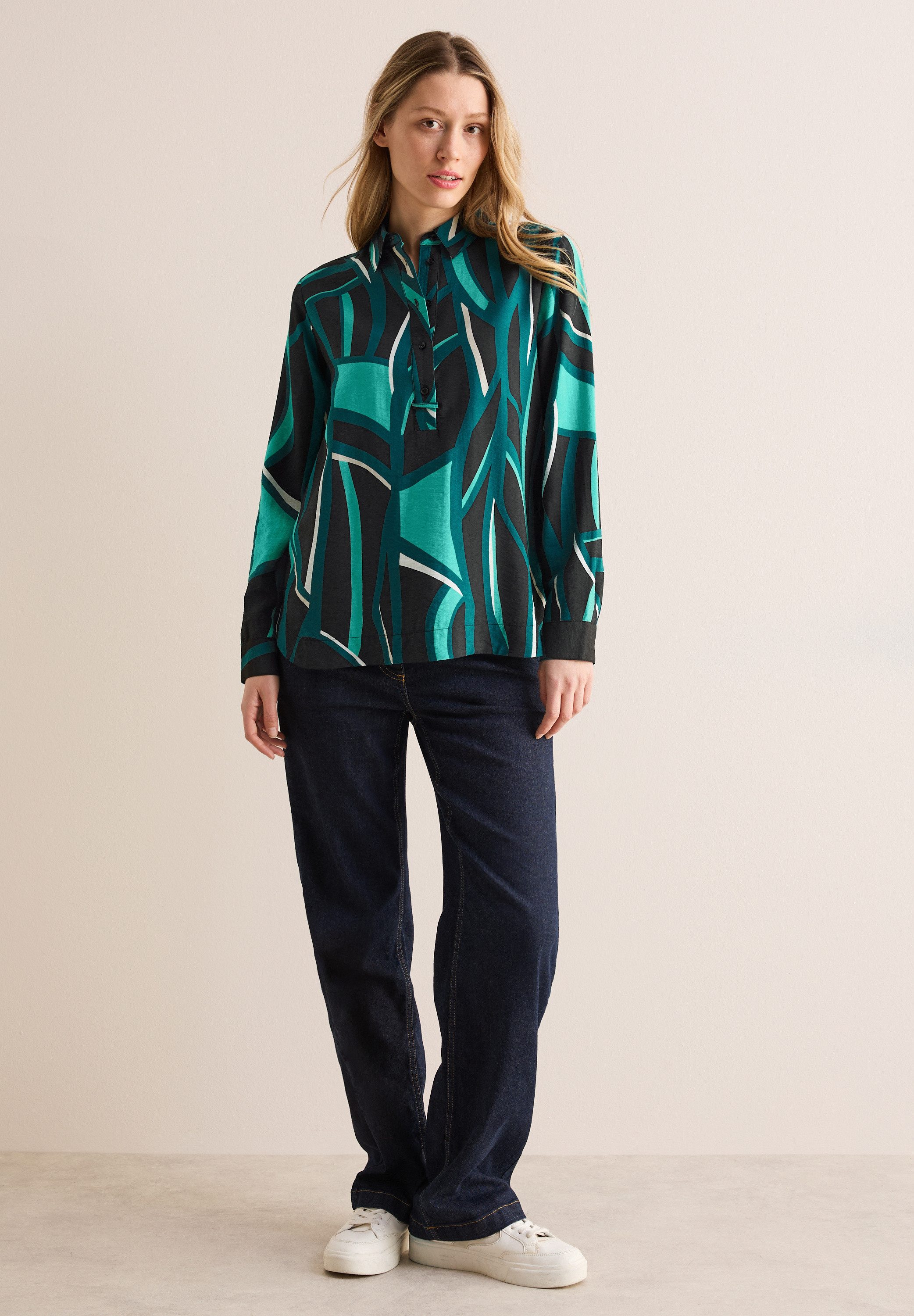 CECIL Langarmbluse mit dekorativer Knopfleiste