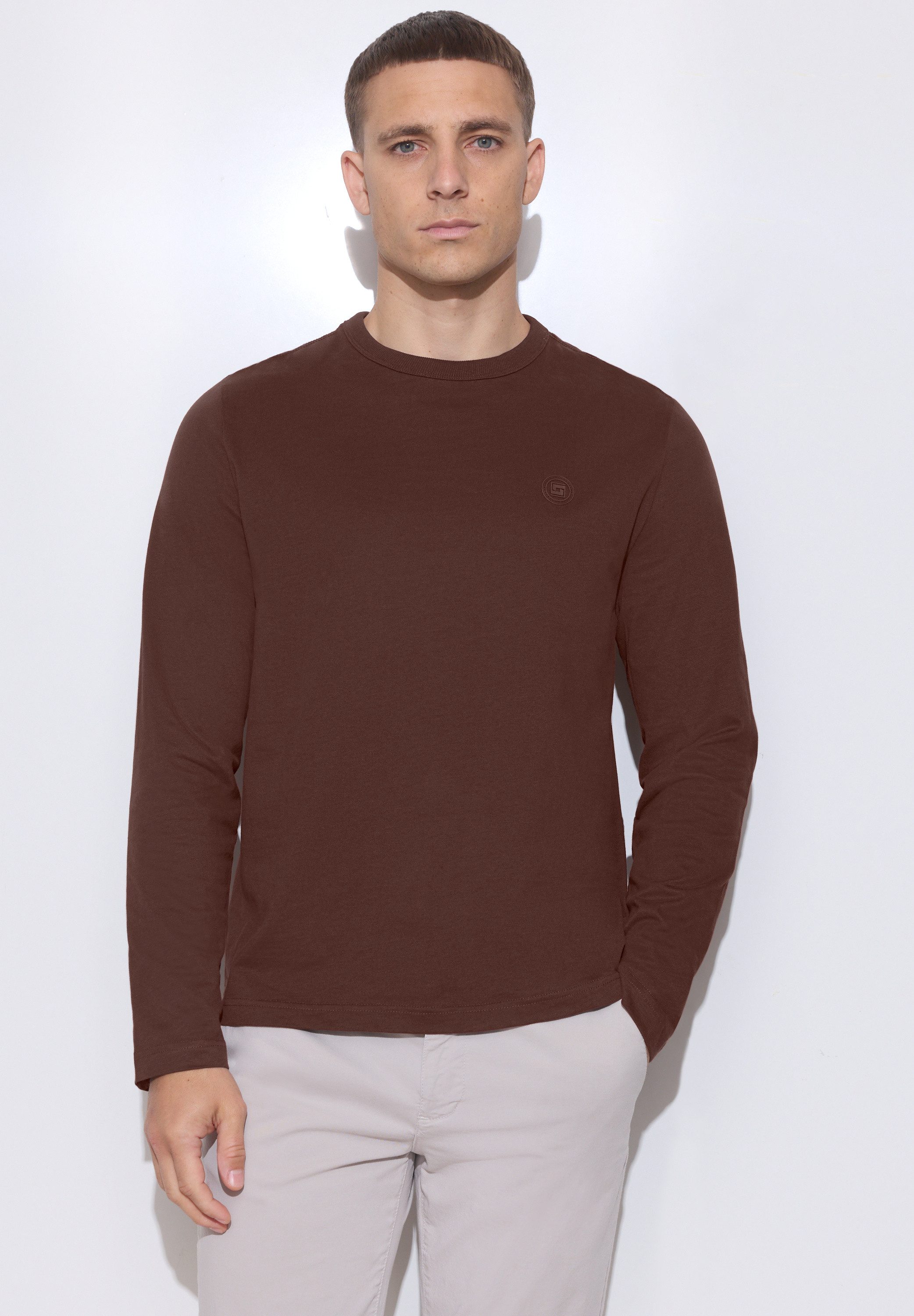 STREET ONE MEN Langarmshirt aus reiner Baumwolle