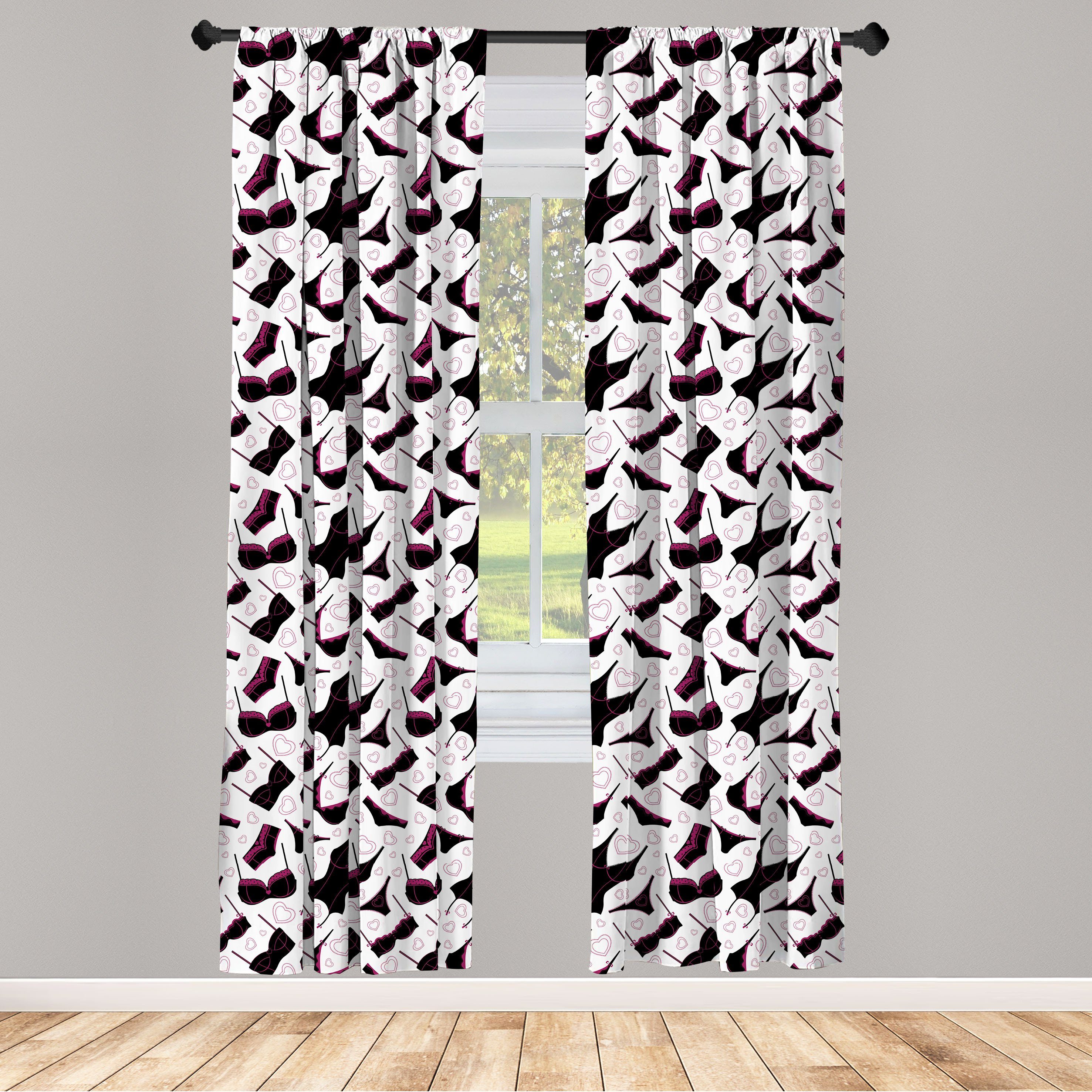Gardine Vorhang für Wohnzimmer Retro Women`s Abakuhaus, Lingerie Schlafzimmer Dekor, Microfaser, Fashion