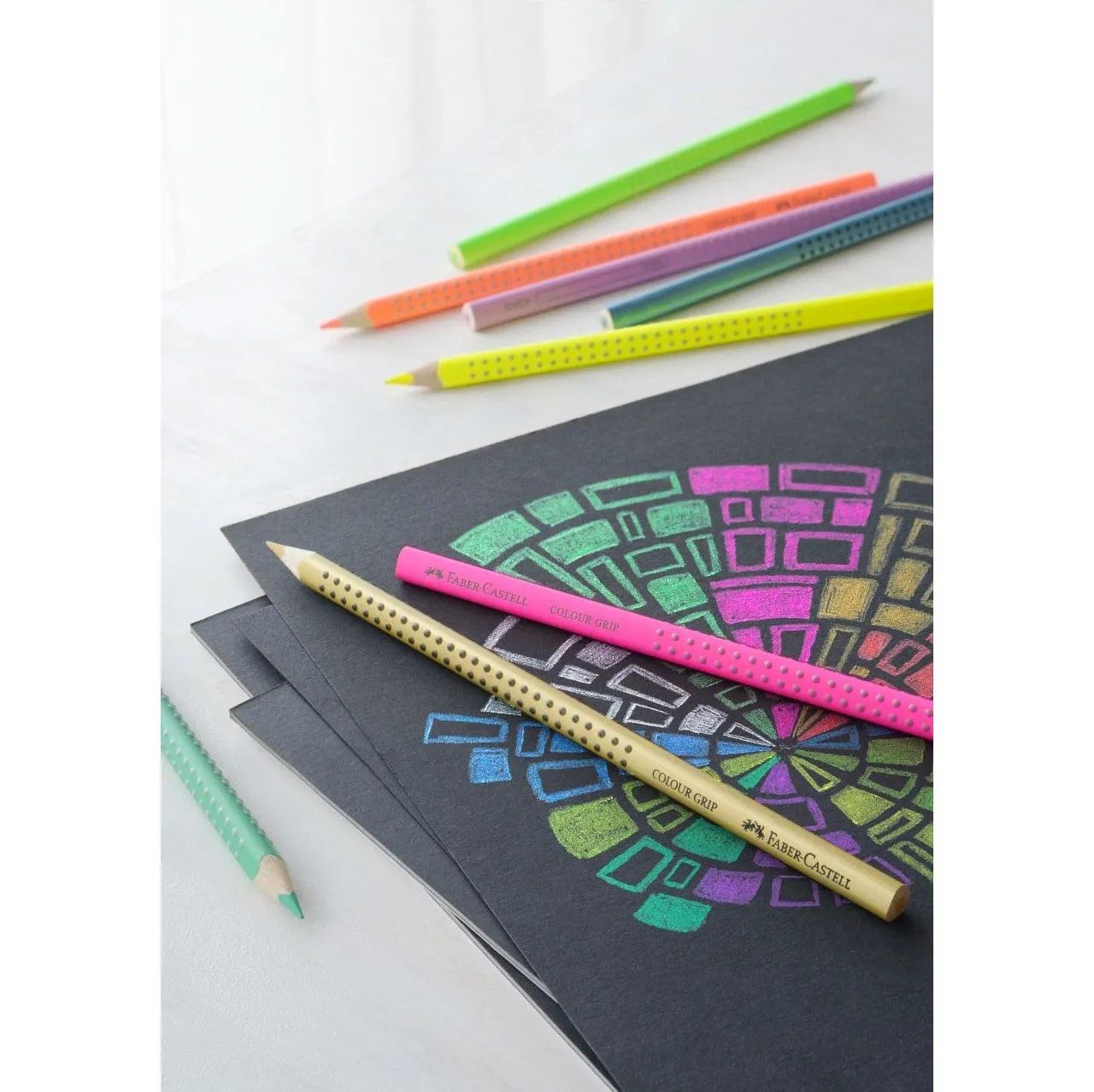 Faber-Castell Buntstift Colour Grip Buntstifte 12er Set Sonderfarben, Soft-Grip-Zone