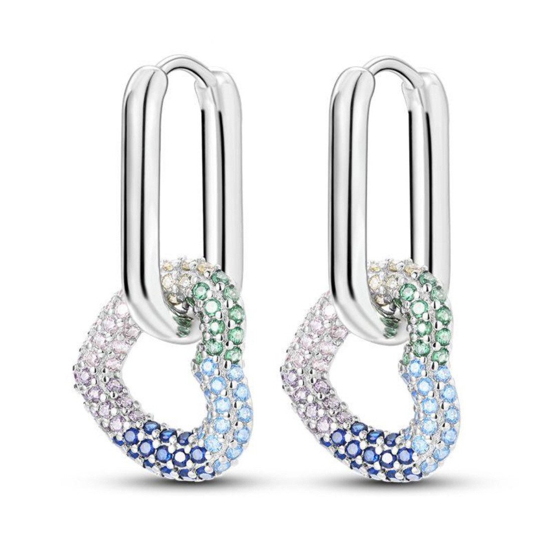 ELLAWIL Paar Creolen Herz Disign Ohrcreolen Ohrschmuck Damenohrringe Herzcreolen bunt (GESCHENKIDEE), inklusive Geschenkschachtel