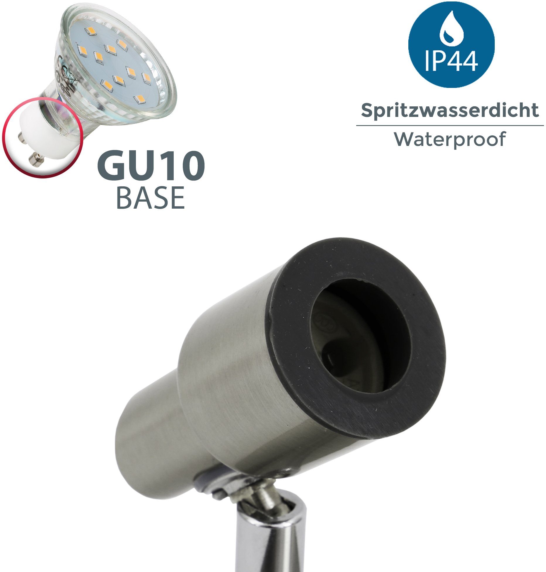 B.K.Licht LED Deckenleuchte Aurel, LED Decke, 5W Lampe Warmweiß, Leuchte, Badlampe, wechselbar, Deckenstrahler, GU10, Spot, IP44