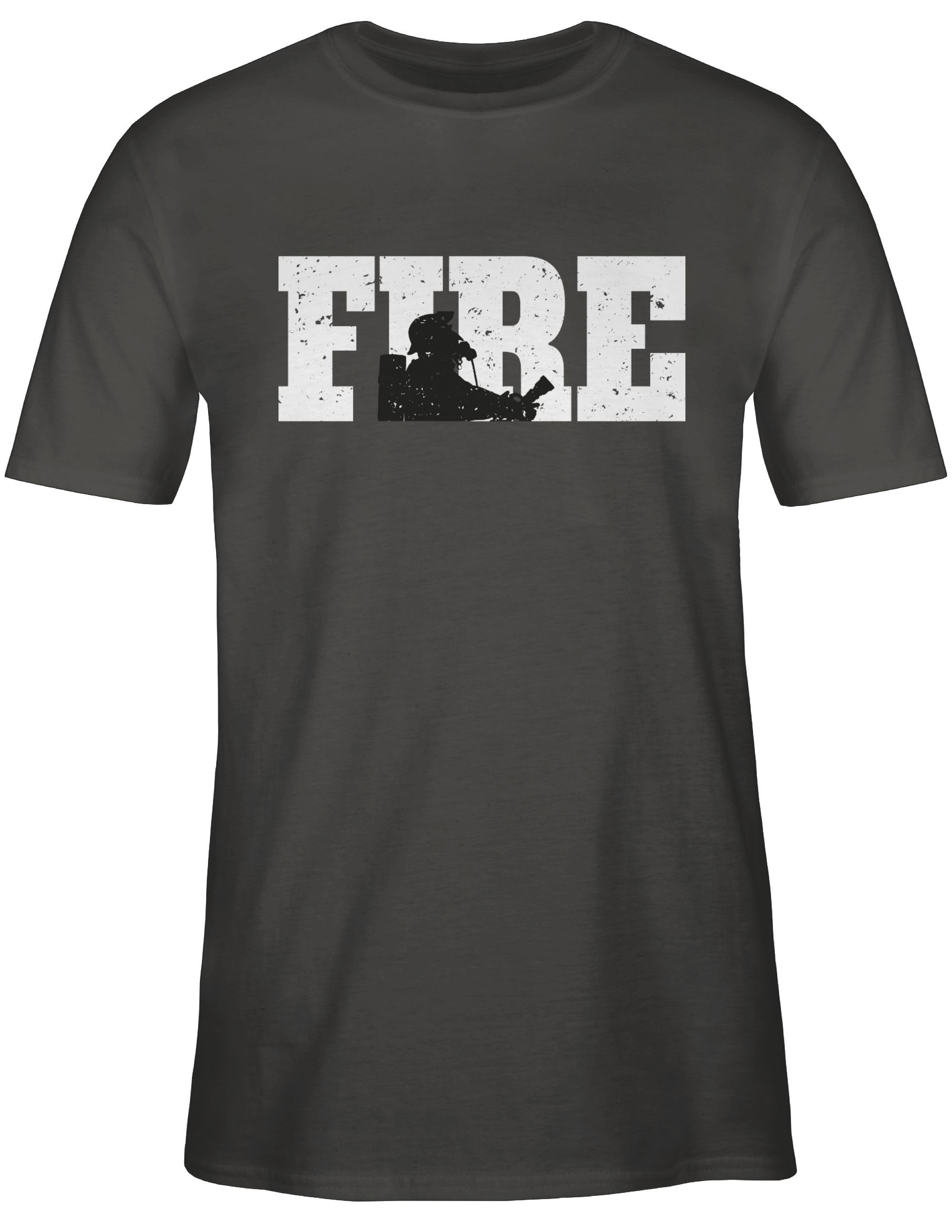 T-Shirt Dunkelgrau Feuerwehr Fire 1 Shirtracer