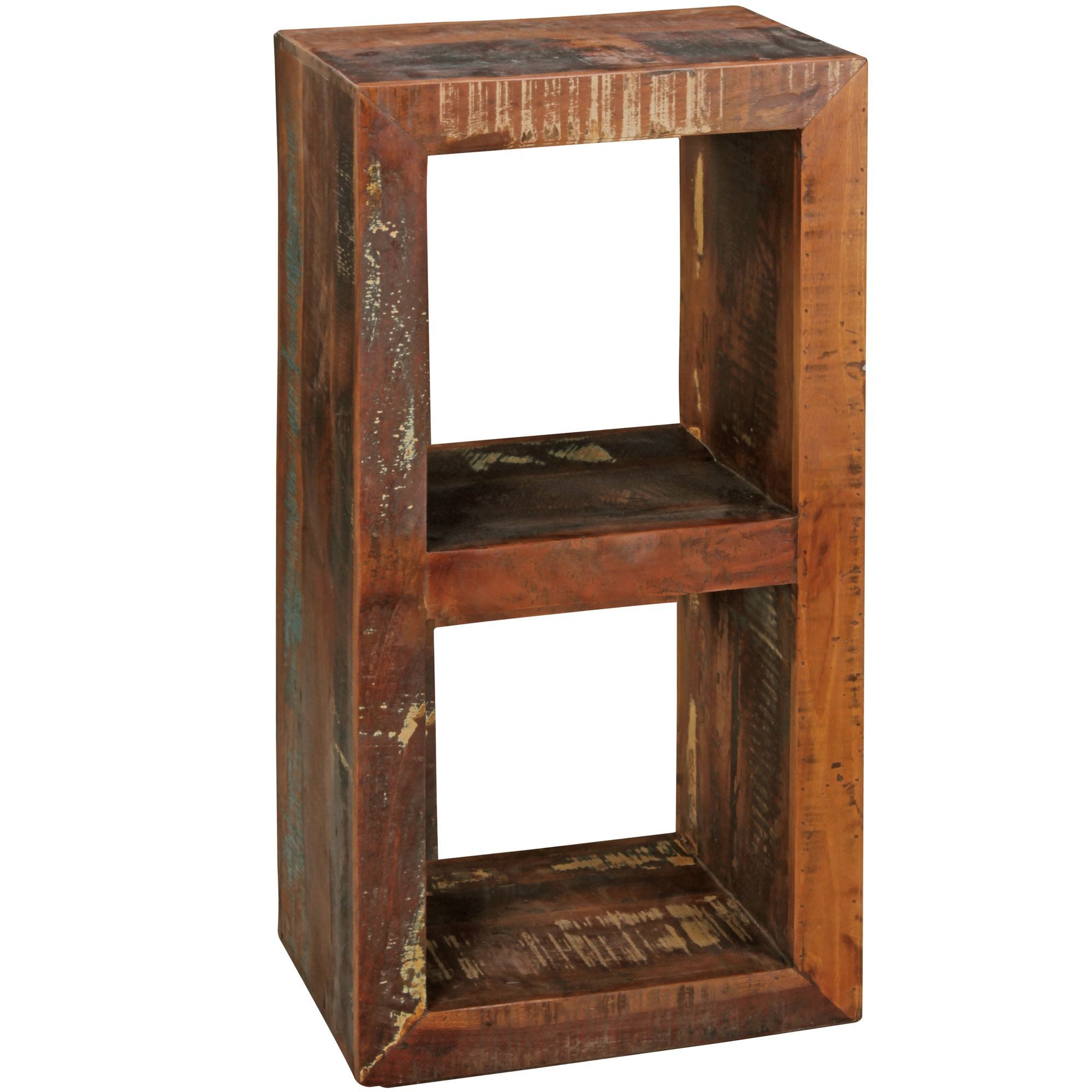 FINEBUY Standregal FB45283, Holzregal Natur Rustikal, Kleines Bücherregal, Massivholz Mango Regal 90x45x35 cm Shabby Chic