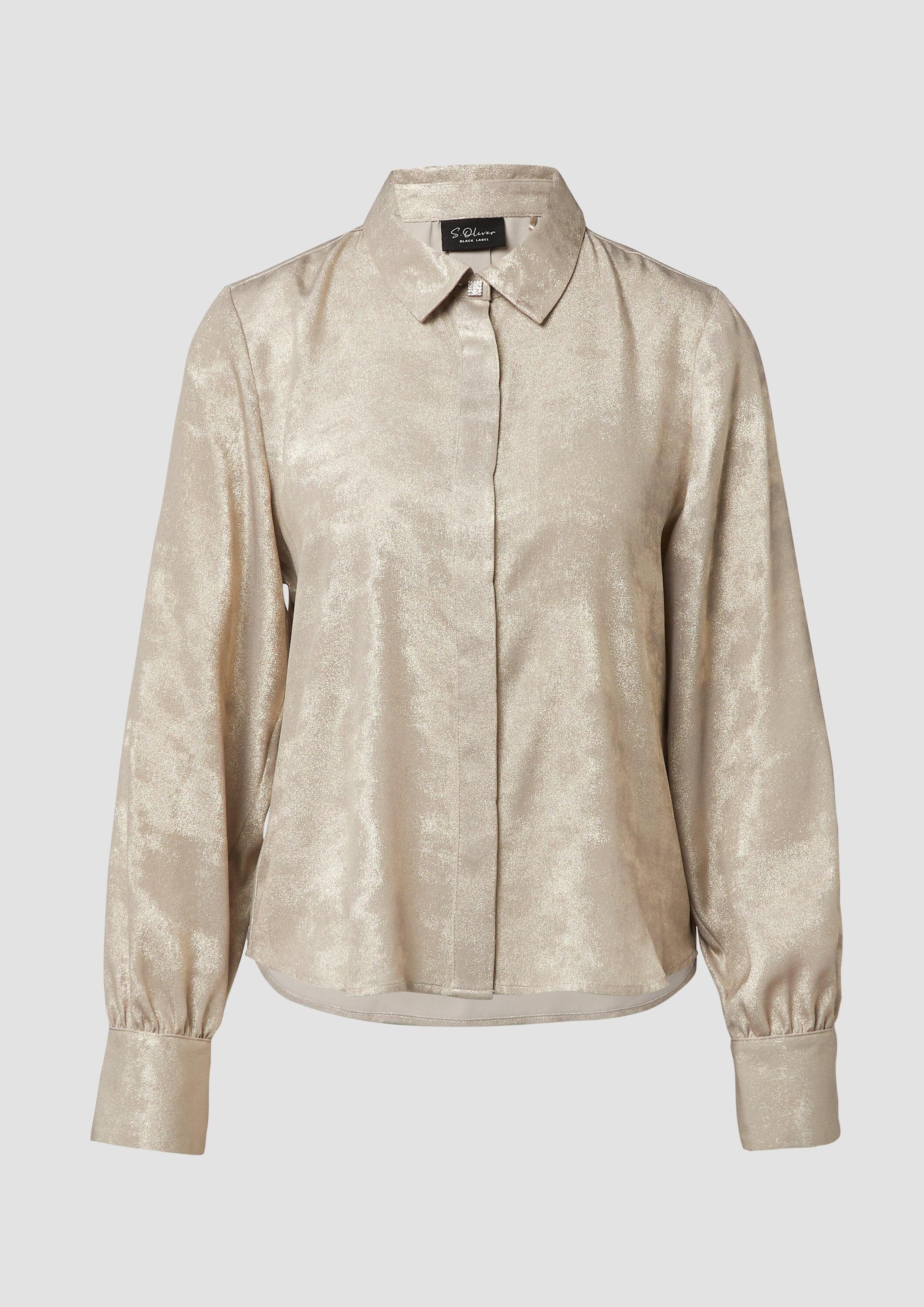 s.Oliver Langarmbluse Bluse Schimmernde Bluse mit verdeckter Knopfleiste
