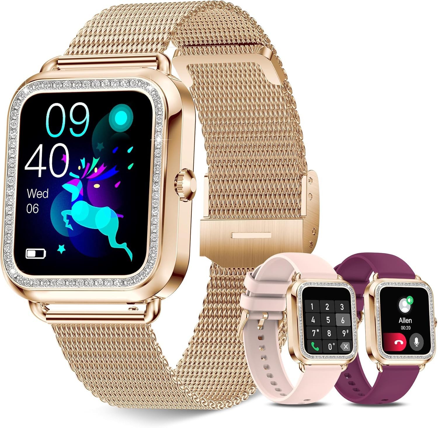 Betatree BT-W1 Smartwatch (4 cm, android ios), Smartwatch mit Telefonfunktion 1.85 Zoll Touchscreen Fitness Uhr