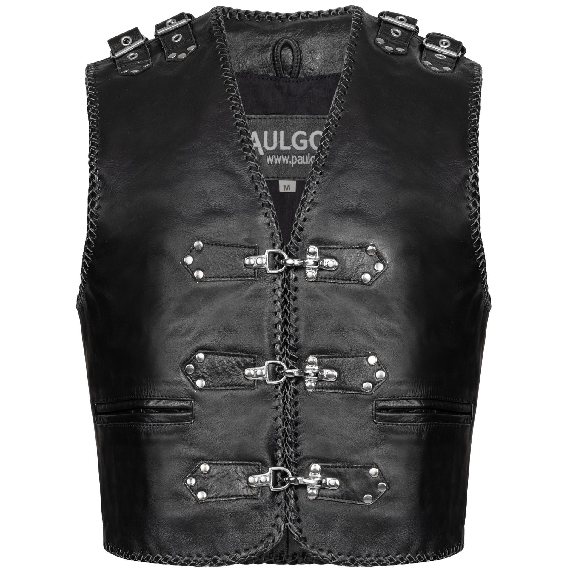 PAULGOS Motorradweste Lederweste Biker Kutte Clubweste Chopper Weste 100% E günstig online kaufen