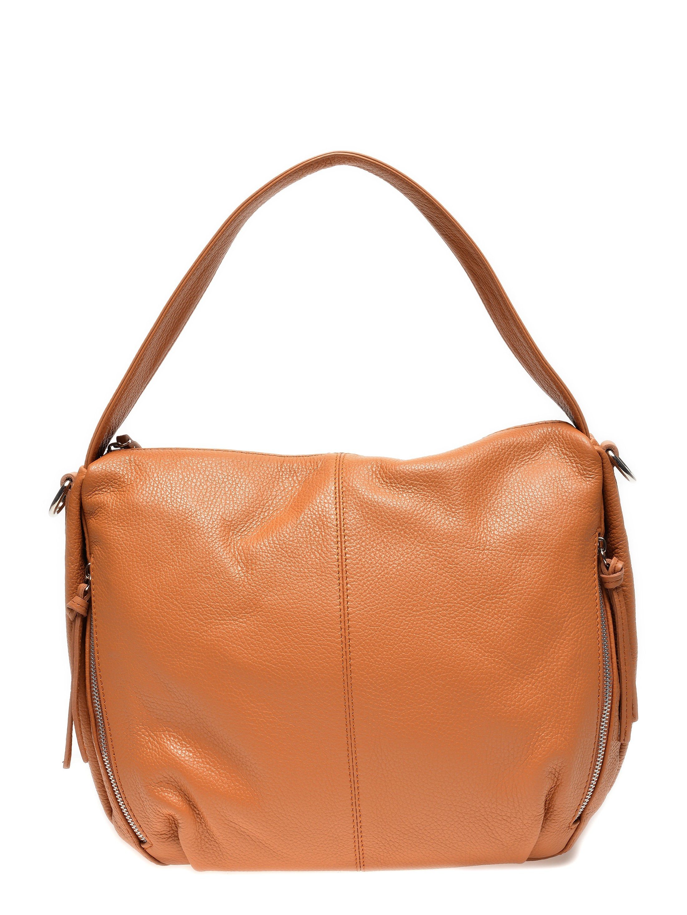 Renata Corsi Umhängetasche, Elegante Top-Griff-Tasche aus 100% Leder in Cognac mit Reißverschlüs