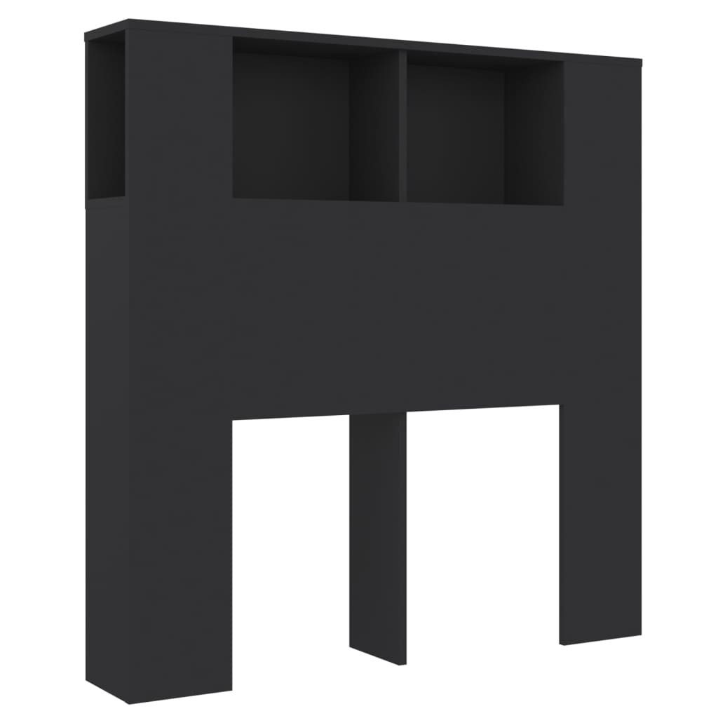 vidaXL Kopfteil, Bett Kopfteil mit Ablagen Schwarz 100x18,5x104,5 cm