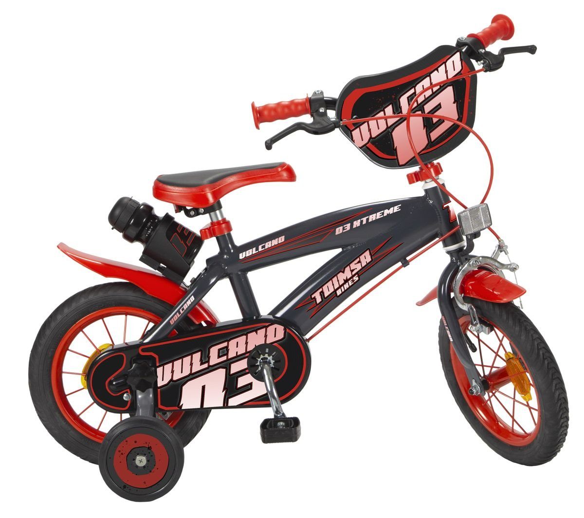 Toimsa Bikes Kinderfahrrad 12 Zoll Kinder Jungen Mädchen Fahrrad Kinderfahrrad Rad Bike Vulcano, 1 Gang, Stützräder, Trinkflasche