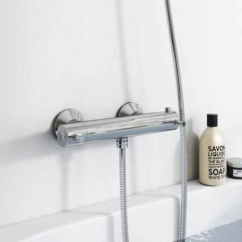 EMKE Duscharmatur Duscharmatur mit Thermostat 1-Loch Duschthermostat Duschhahn 40° C Sicherheitstaste Badezimmerarmatur für Duschsystem Brausemischer