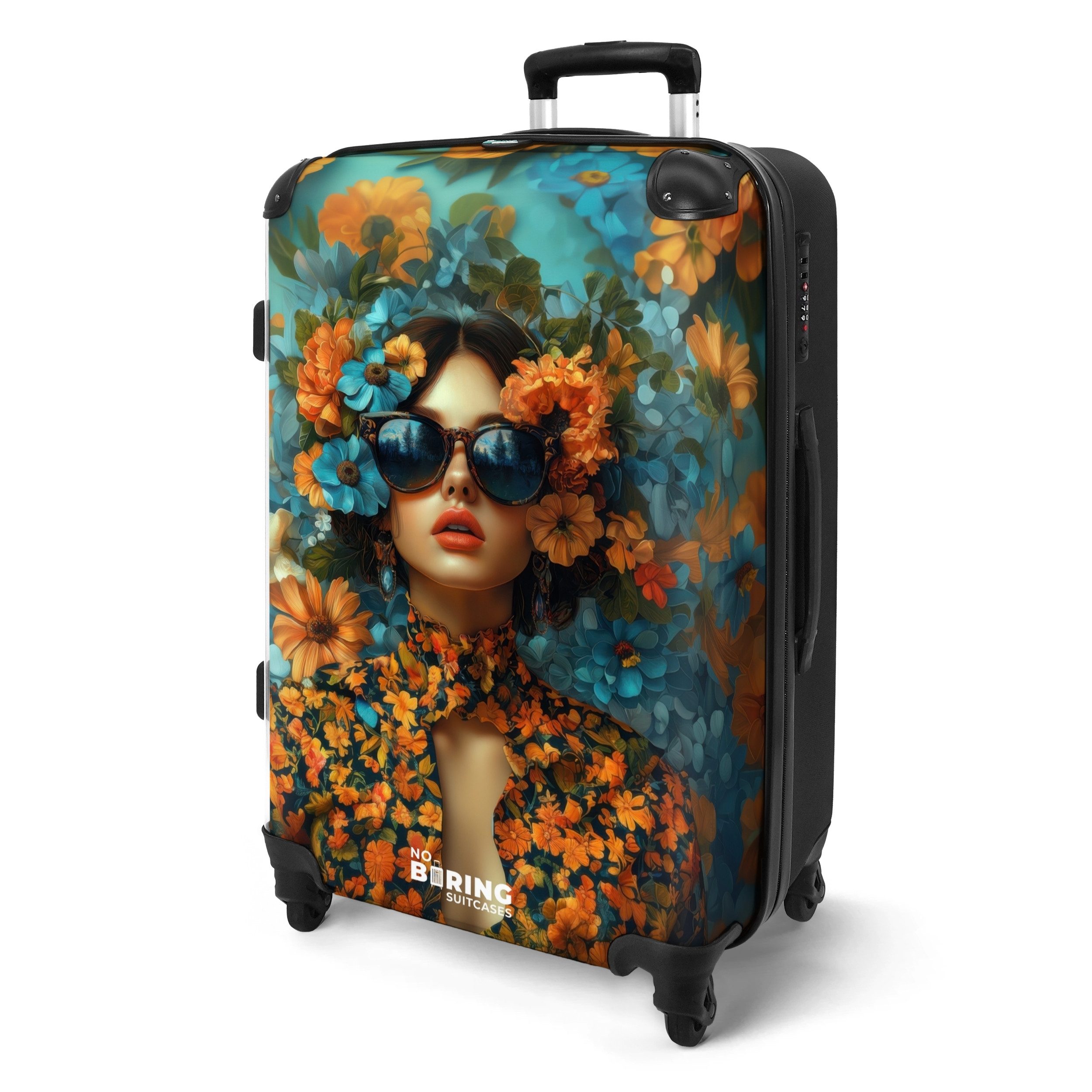NoBoringSuitcases.com© Hartschalen-Trolley Frau mit Blumen und günstig online kaufen