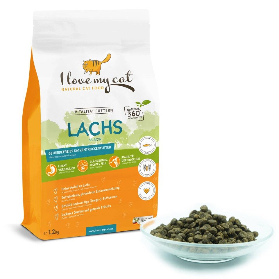 Bellfor I love my cat Trockenfutter für Katzen mit Lachs - 1,2 kg, für: Katzen