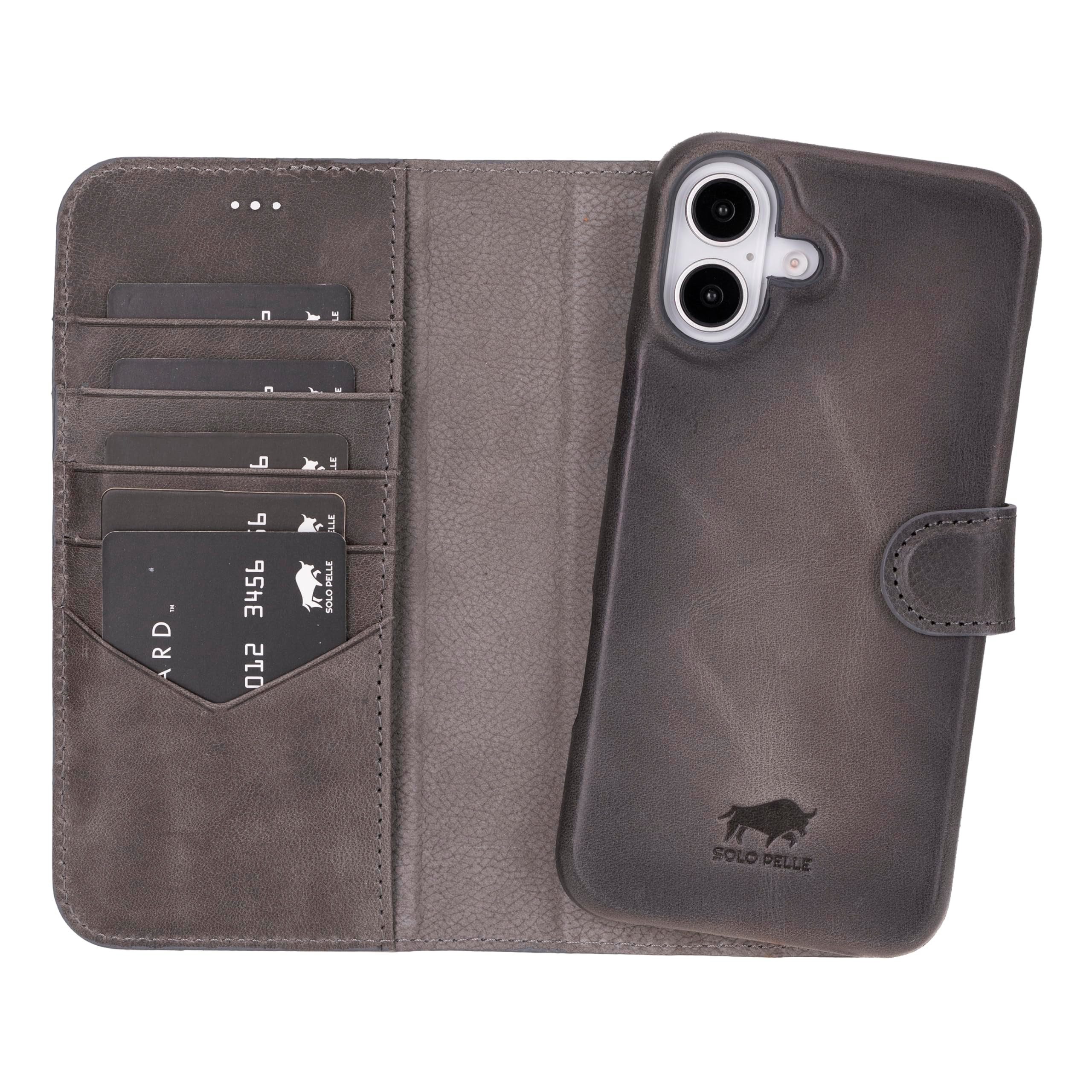 Solo Pelle Smartphonetasche Lederhülle für iPhone 16 Plus 6.7 Zoll inkl. Kartenfächer