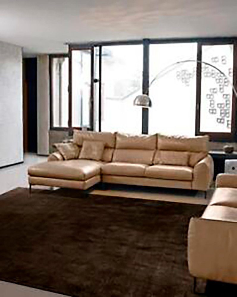 JVmoebel Ecksofa Ecksofa L-Form Wohnzimmer Polster Leder Beige Ecke Couch Garnitur Sofa