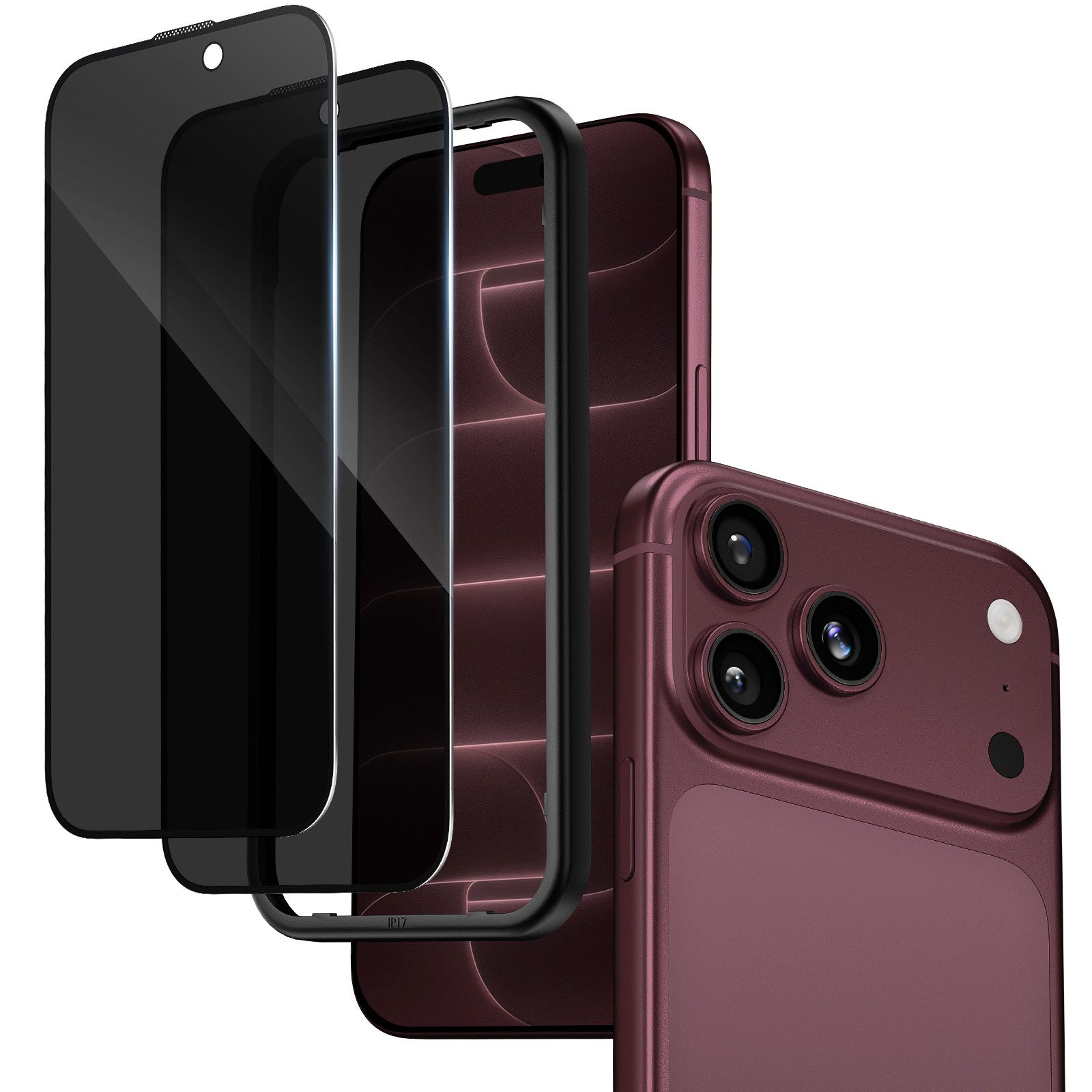 Sytifro Schutzfolie Sichtschutz Panzerglas für iPhone 18/17 Serie, Privacy Schutzfolie, (Blickschutz für iPhone 18 Pro Max/iPhone 18 Pro/iPhone 17 Pro Max/iPhone 17 Pro/iPhone 17 Air/iPhone 17/iPhone 16 Plus, 10H Displayschutz, Privacy Blickschutzfolie 28° Sichtschutz), 2 Privacy Glass + 1 Montagerahmen, Premium Panzerfolie