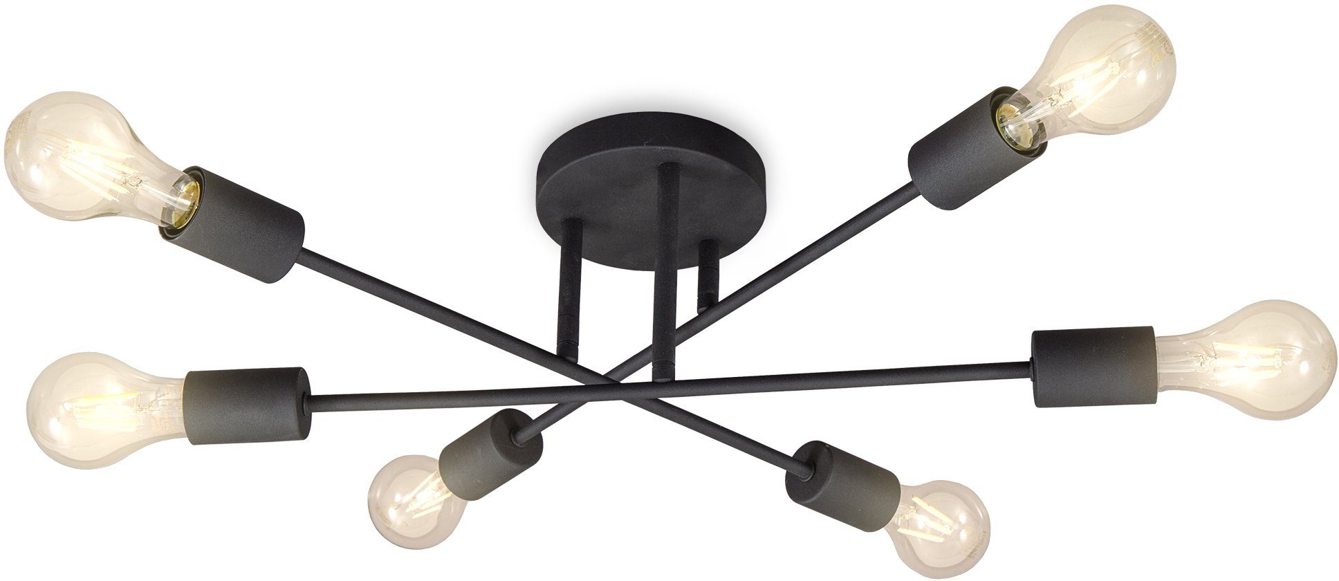 Warmweiß, B.K.Licht Industrial rustikal Deckenlampe E27 schwarz Retro LED LED Leuchtmittel, Vintage-Leuchte Deckenleuchte, ohne
