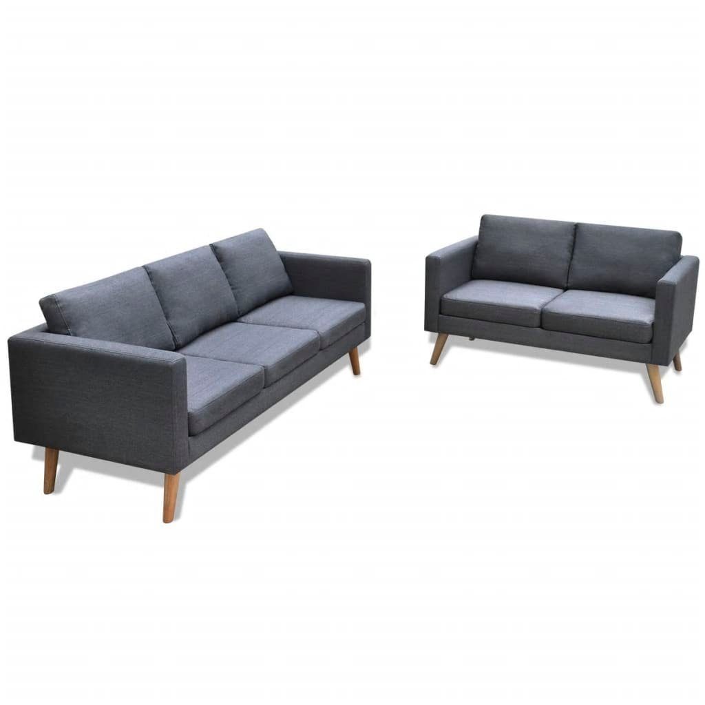 vidaXL 3-Sitzer Sofa Set 2-Sitzer Stoff 3-Sitzer Dunkelgrau und