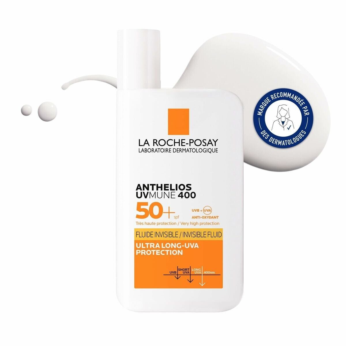 La Roche-Posay Sonnenschutzfluid La Roche Posay Anthelios 50+ Uvmune 400 Unsichtbares Fluid