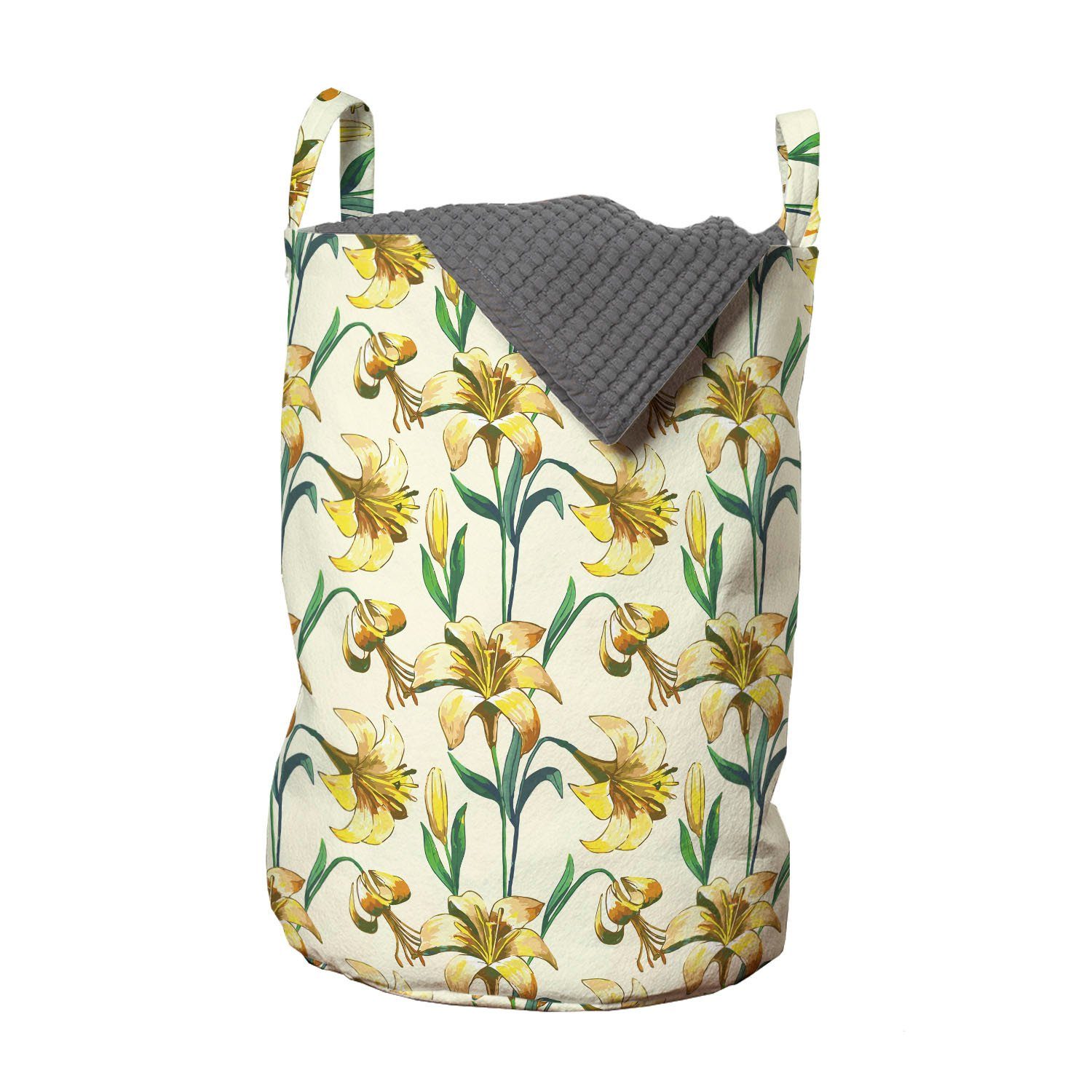 Abakuhaus Wäschesäckchen Wäschekorb mit Griffen Kordelzugverschluss für Waschsalons, Blumen Sprießenden Blumen Endemic
