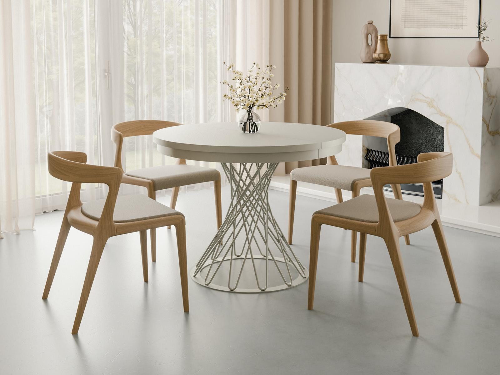 Compleo Esstisch Küchentisch, Runder Esszimmertisch 100-140, Metallbeine LU günstig online kaufen