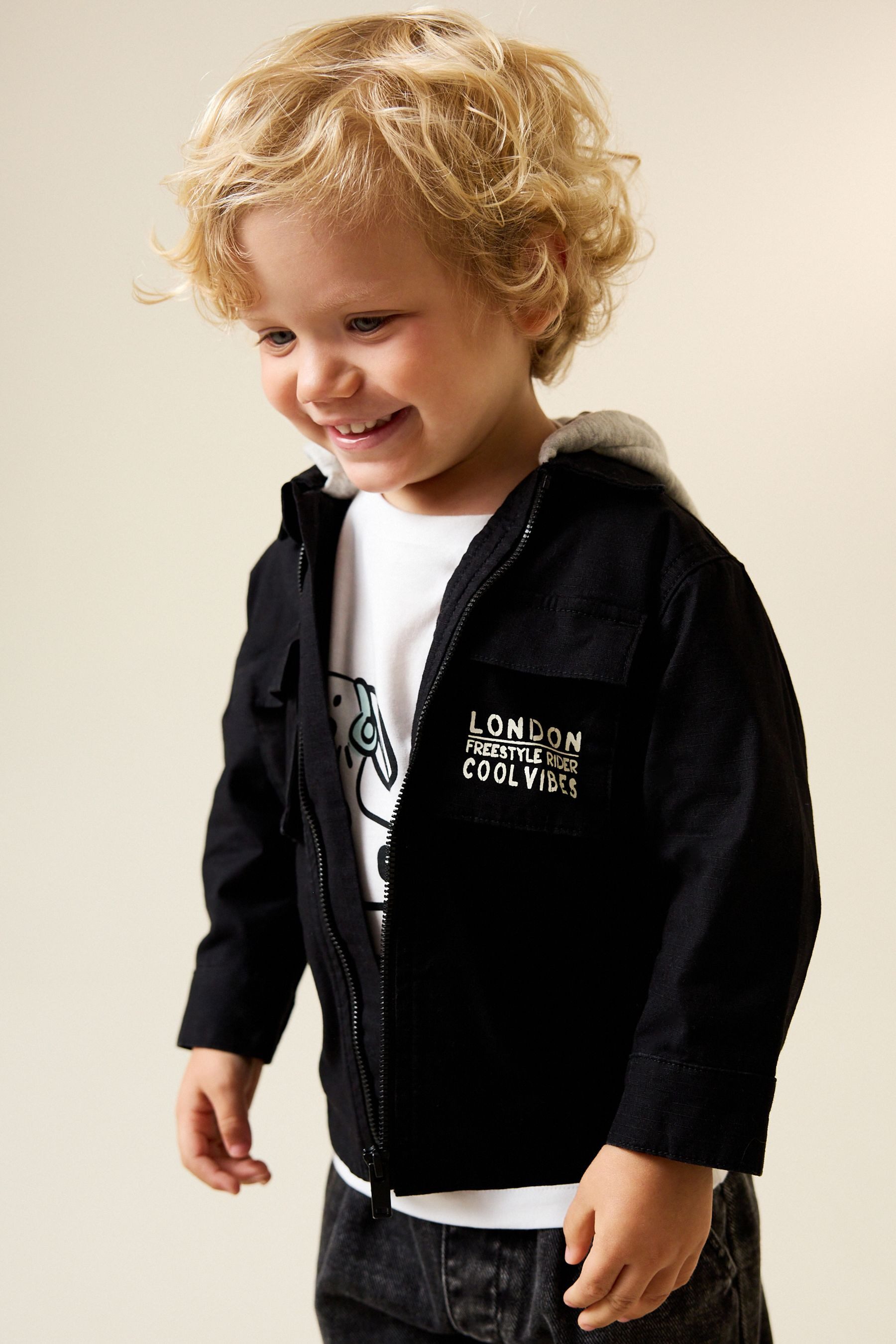 Next Kapuzenpullover Twill-Hemdjacke und T-Shirt im Set (2-tlg)