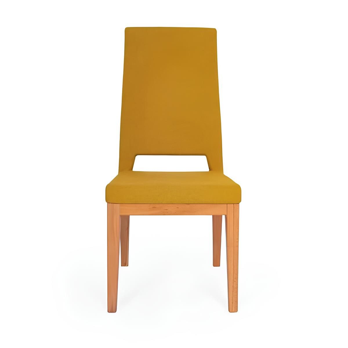 JVmoebel Esszimmerstuhl Moderner gelber Einsitzer Stuhl aus Holz und Textil (1 St), Made in Europa