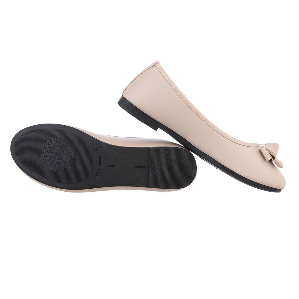 Ital-Design Damen Freizeit Ballerina (85894157) Blockabsatz Klassische Ballerinas in Beige – Bild 2 von 4
