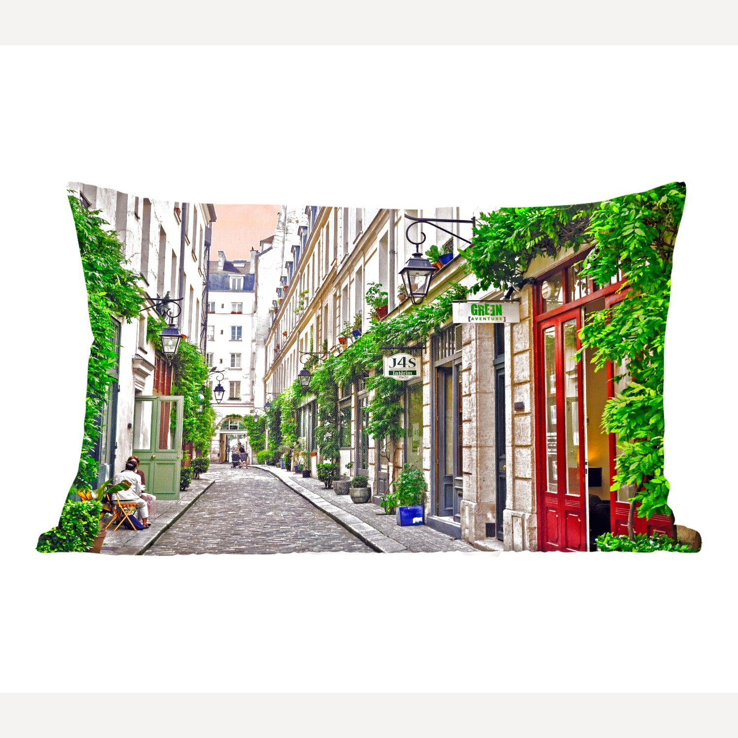 MuchoWow Dekokissen Straße in Paris, Wohzimmer Dekoration, Zierkissen, Dekokissen mit Füllung, Schlafzimmer