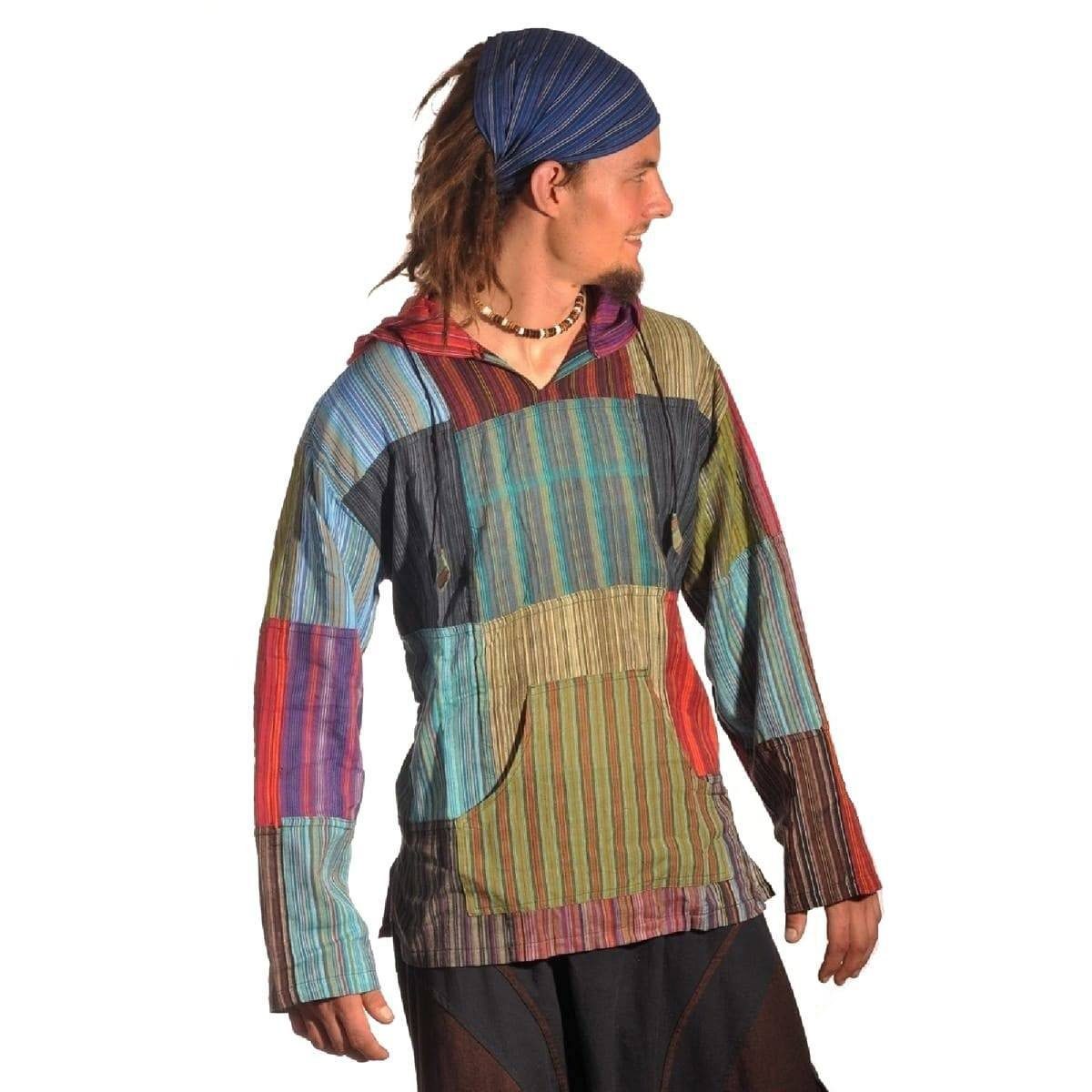 SIMANDRA Kapuzenhemd Patchwork handarbeit