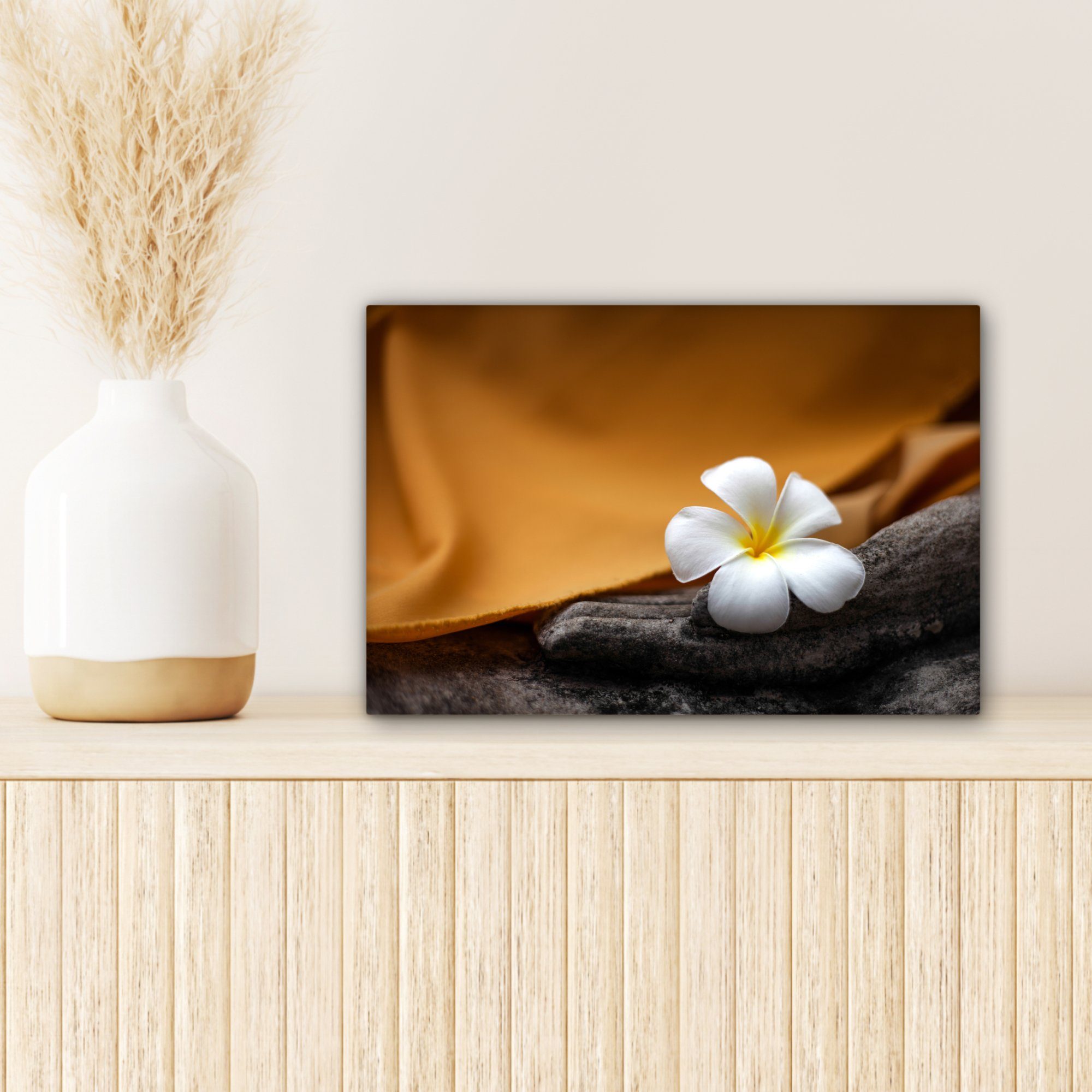 OneMillionCanvasses® Leinwandbild Lilie Wandbild Leinwandbilder, 30x20 cm St), Wanddeko, (1 Blume, Aufhängefertig