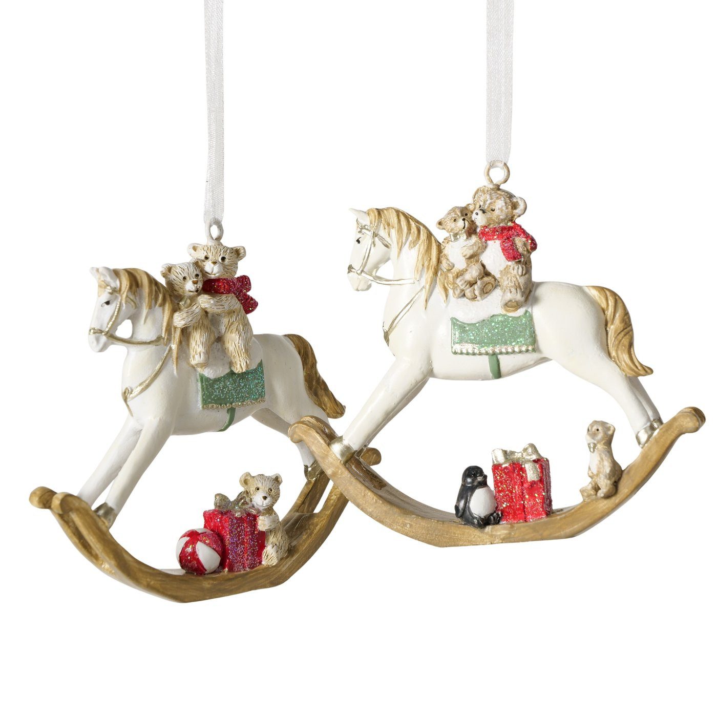 MF Christbaumschmuck Weihnachtsanhänger Teddypferdchen 2er Set Schaukelpfer günstig online kaufen