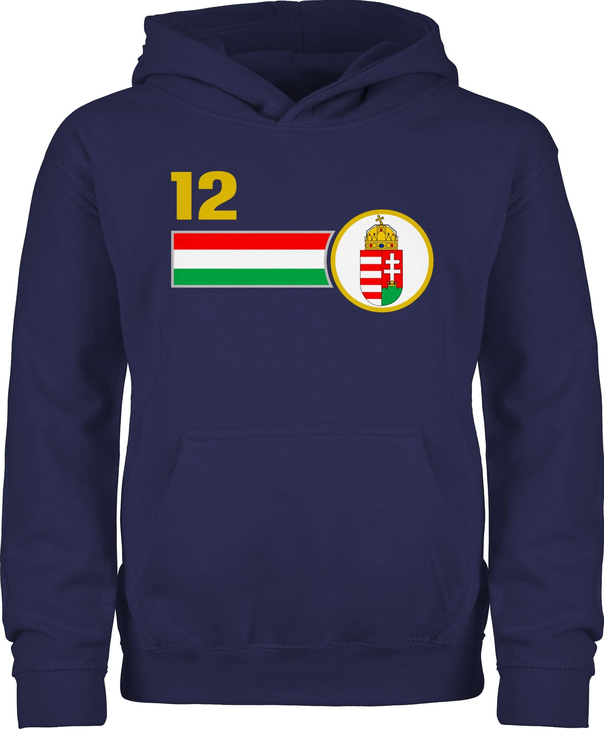 Shirtracer Hoodie 12. Mann Ungarn Mannschaft Fussball EM 2024 Kinder 1 Navy Blau