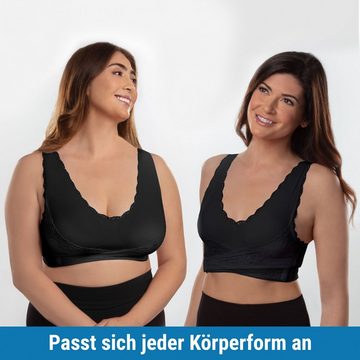 Genius Bügelloser BH Cara Mia Damen BH Dessous ohne Bügel, Doppelte Unterstützung (3er-Pack) BH-Set bügellos 3 tlg., Komfortgurte atmungsaktiv