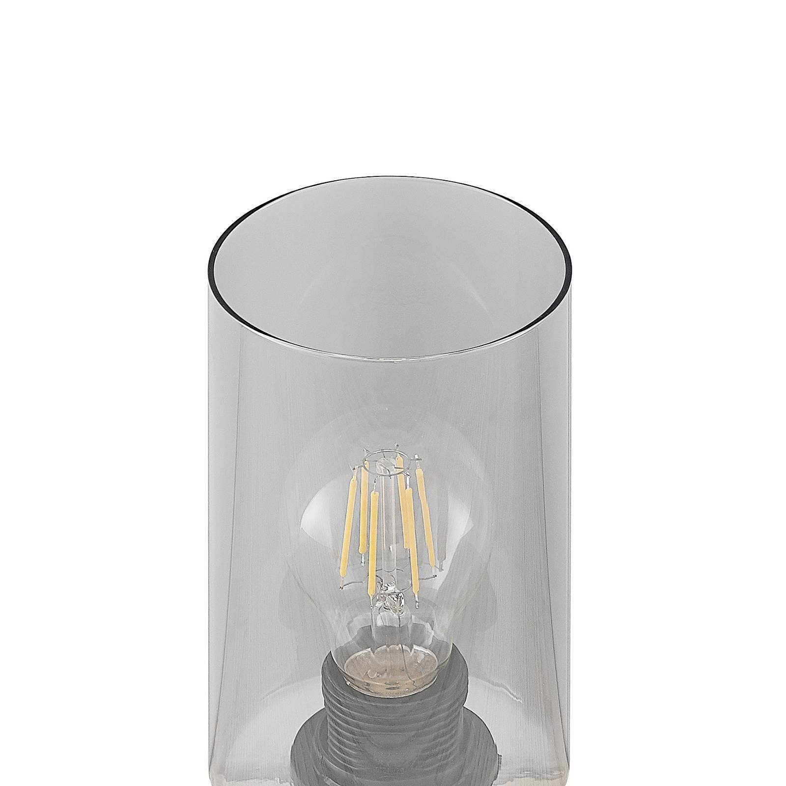 Leuchtmittel Glas, nicht Schwarz, flammig, Modern, E27, Emavi, Lindby Tischleuchte Eisen, 1 inklusive, rauchgrau, Tischleuchte